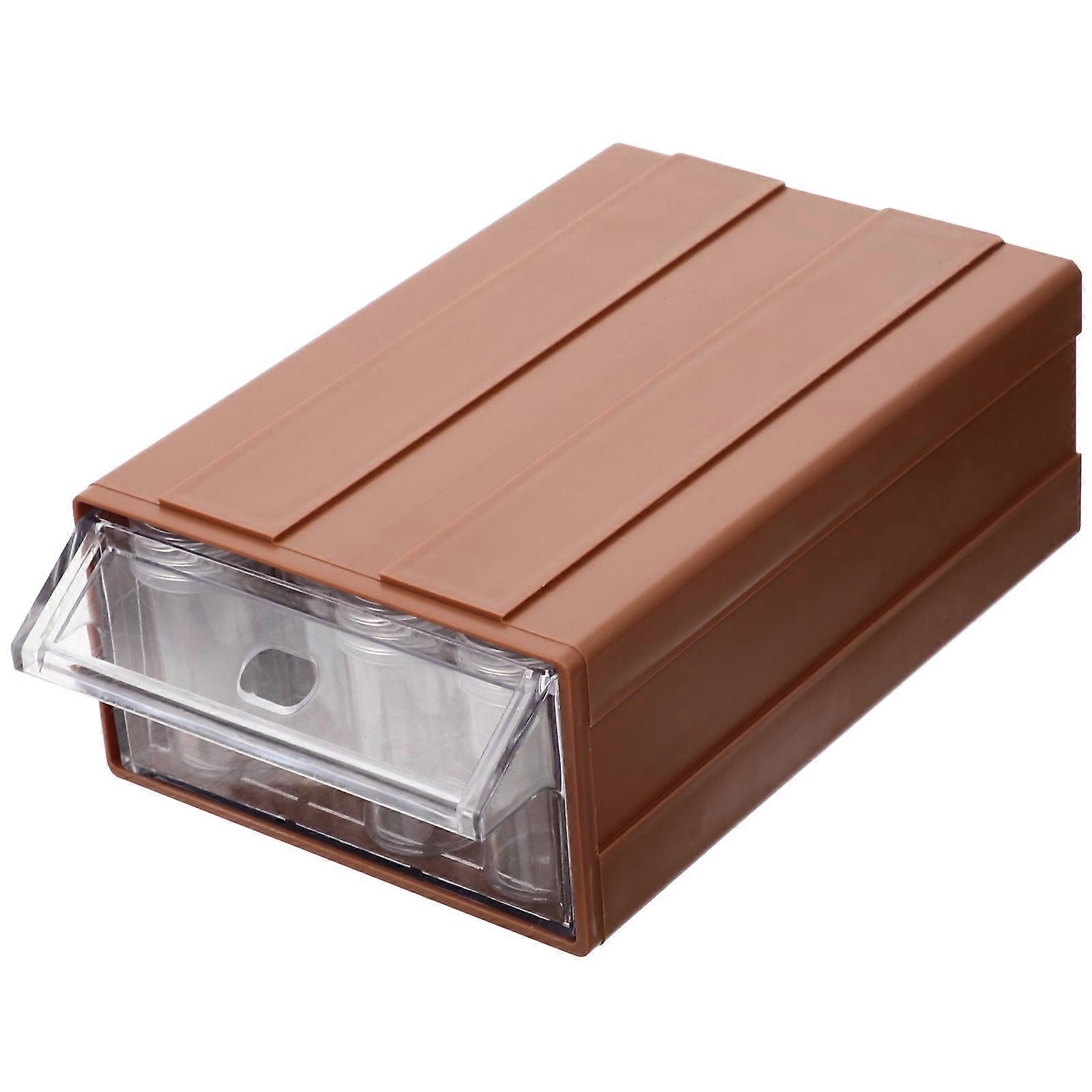 Crafts Storage Box Drawer Style Beads Container For Art Supplies 16X10cm Brown Bead Storage 1Set