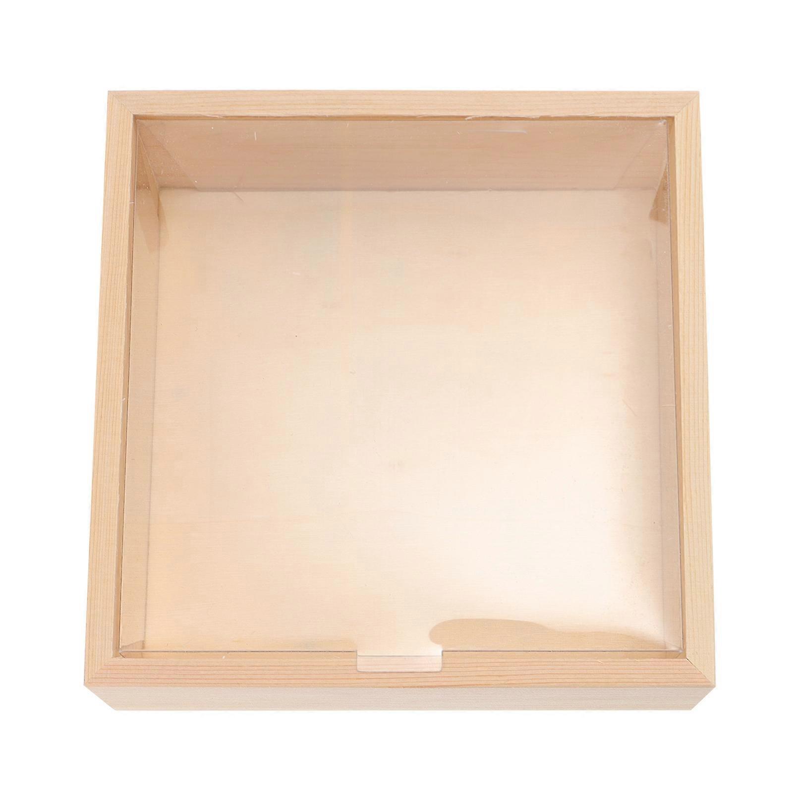 Wooden Storage Box Beige Transparent Window Design Soap Flower Gifts Organisation 1Set