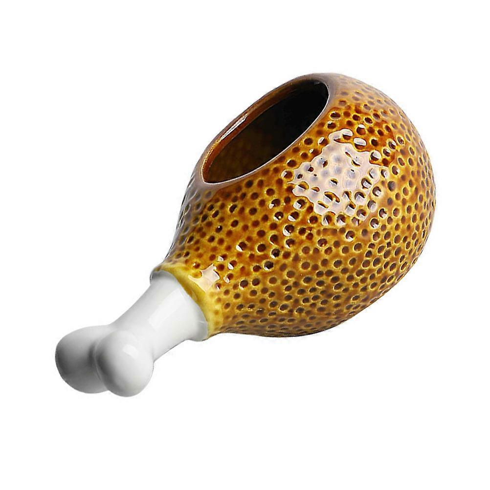 Drumstick Shape Wine Cup Brown Ceramic Water Cup for Storage with Creative Drumstick Design