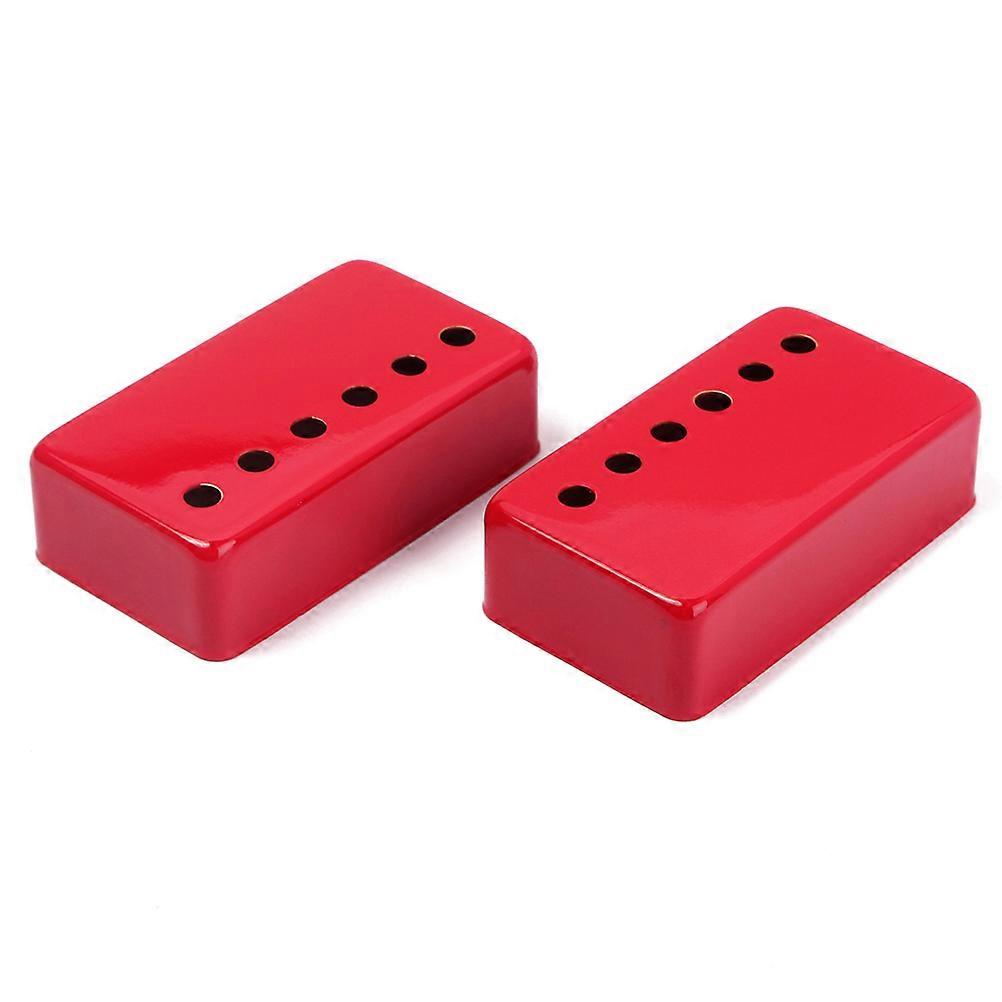 2 Pcs Fully Enclosed Metal Pickup Cover for Single Coil Humbucker Guitar Protect Red