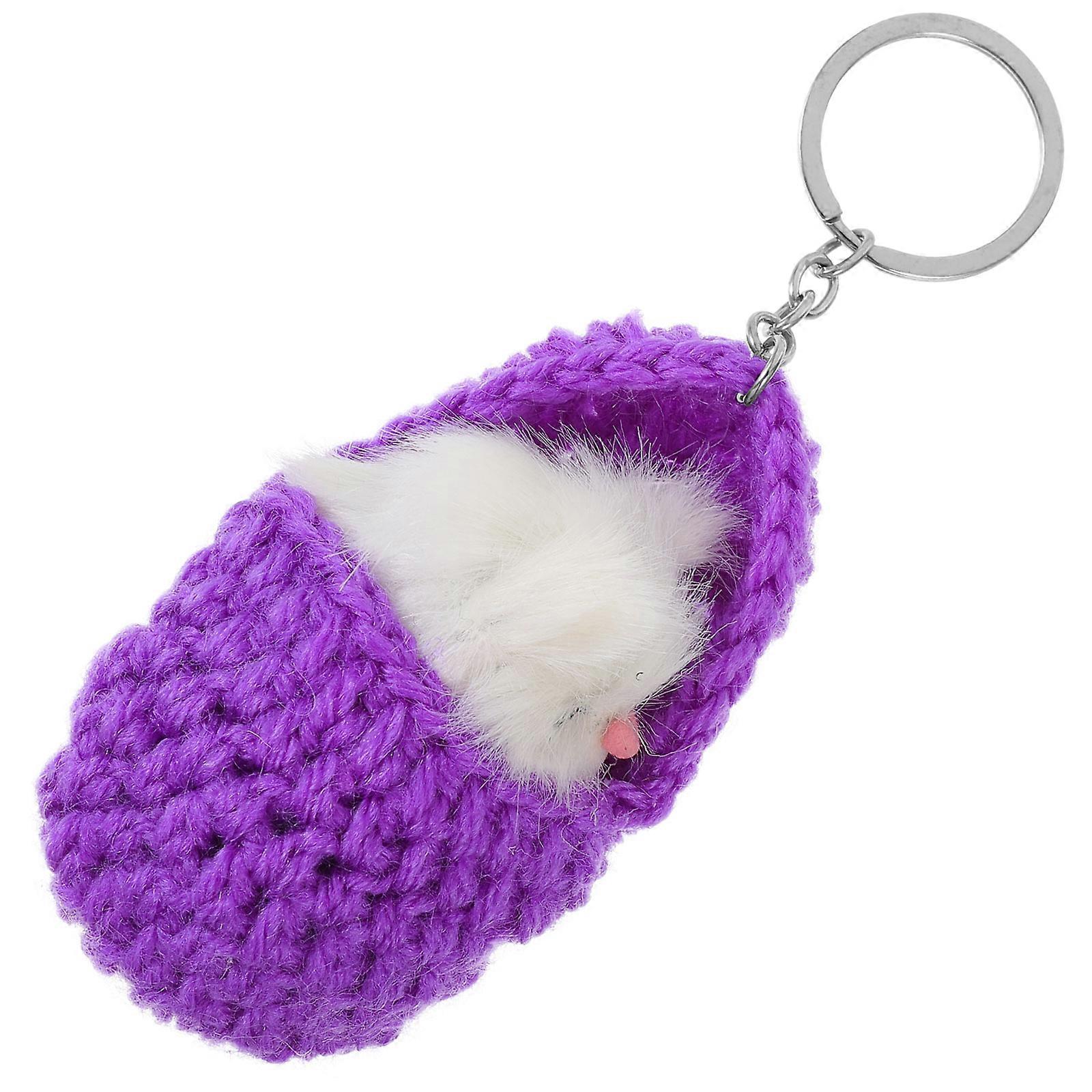 Purple Sleeping Mouse Keychain Made of Durable Alloy for Bag Decoration with Lovely Design