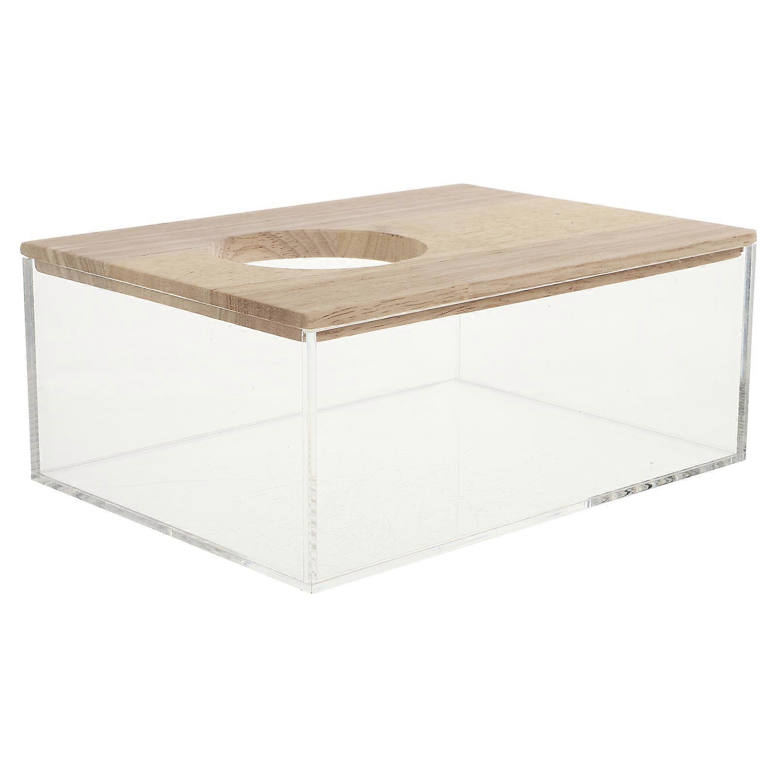 Transparent Hamster Sand Bath Multi Functional Bathtub Pet Toilet for Small Animals Smooth Edges Safe Bath Box with Cover for Dwarf Mice and