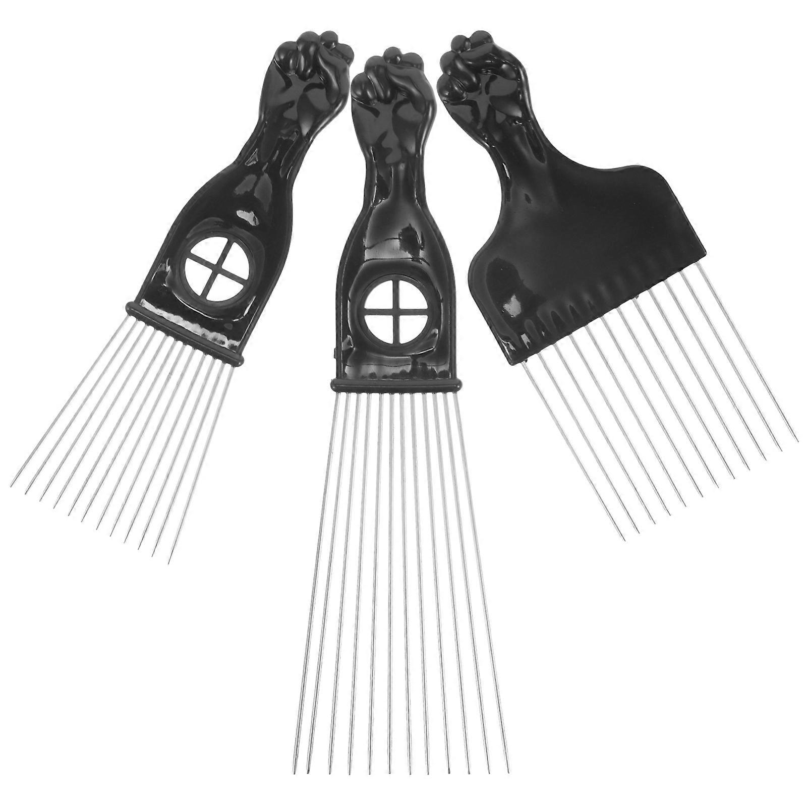 3 pcs Metal Hair Pick for Men Styling Tool Portable Adult Afro Hair Pick