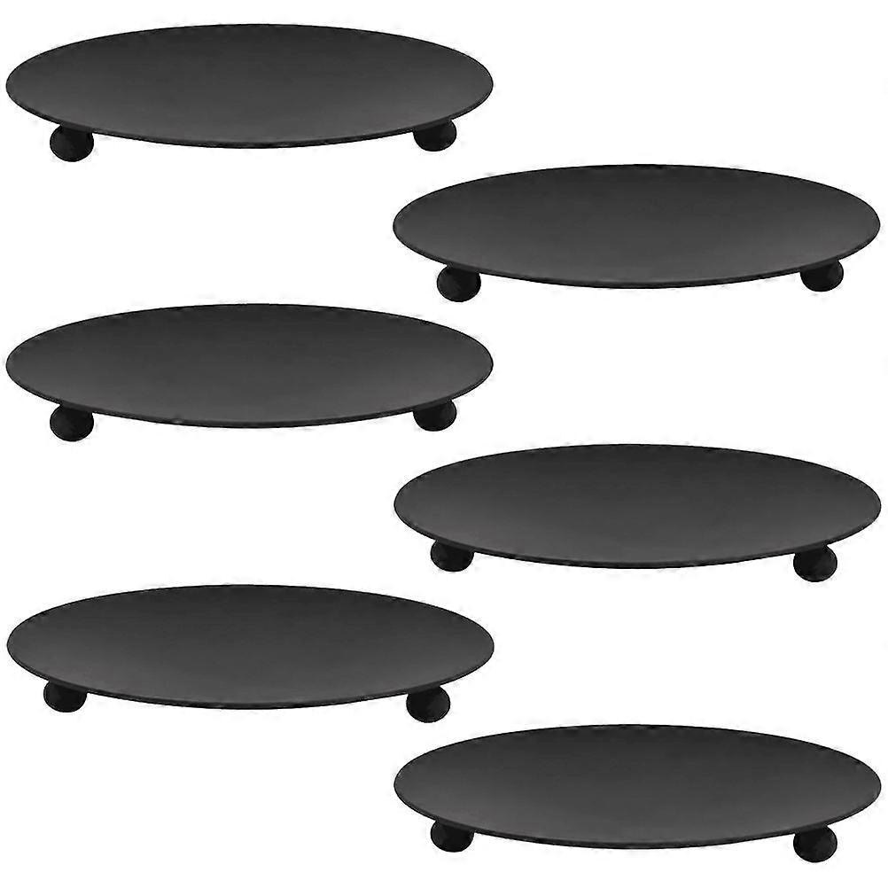 Simple Candlestick 6Pcs Black Iron Creative Candle Tray Longevity for Storage Use