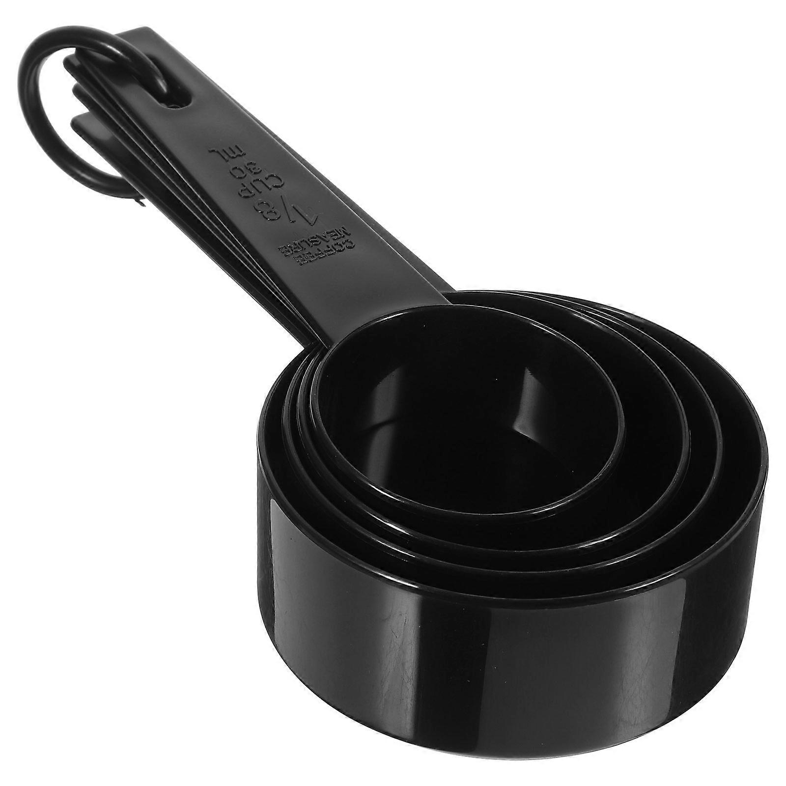 Black Measuring Spoon and Cup with Scale – Accurate Baking and Cooking Tool for Home, Shops, and Milk Tea Bars – Compact Design