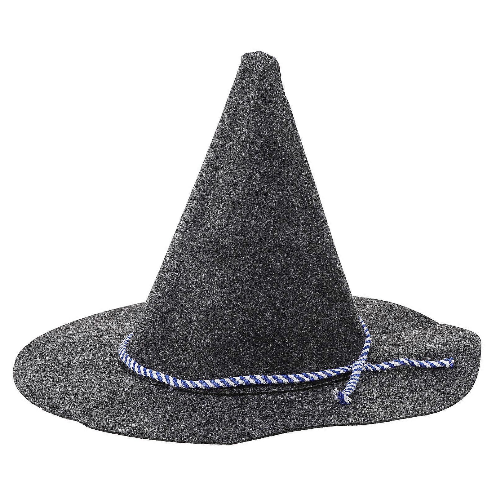 Here's a refined product description based on the title you provided:

 

**Halloween Witch Hat Cosplay Accessry – Creative Gray Felt Pointed Hat
