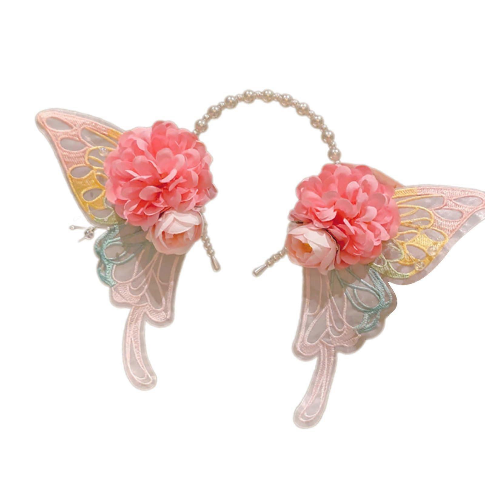 رباط شعر للأطفال بتصميم فراشة زهور ، ملحق عملي من راتنج البوليستر ، رباط شعر زهري للحفلات والاستخدام اليومي.