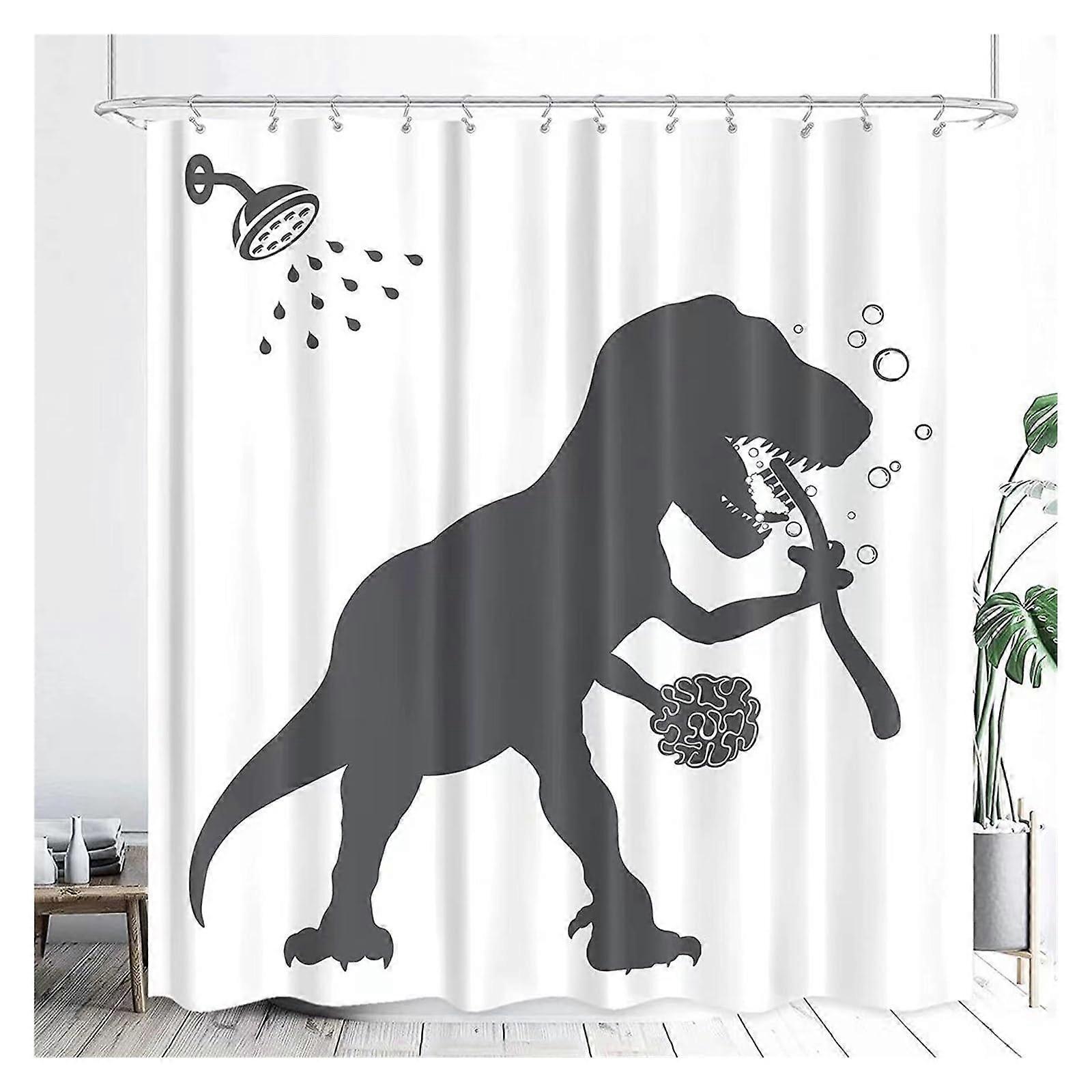 Funny Cat Shower Curtain, Cool Cat, Dinosaur, Japanese Ocean Wave (Color: 1506SD) Ref: 3192
