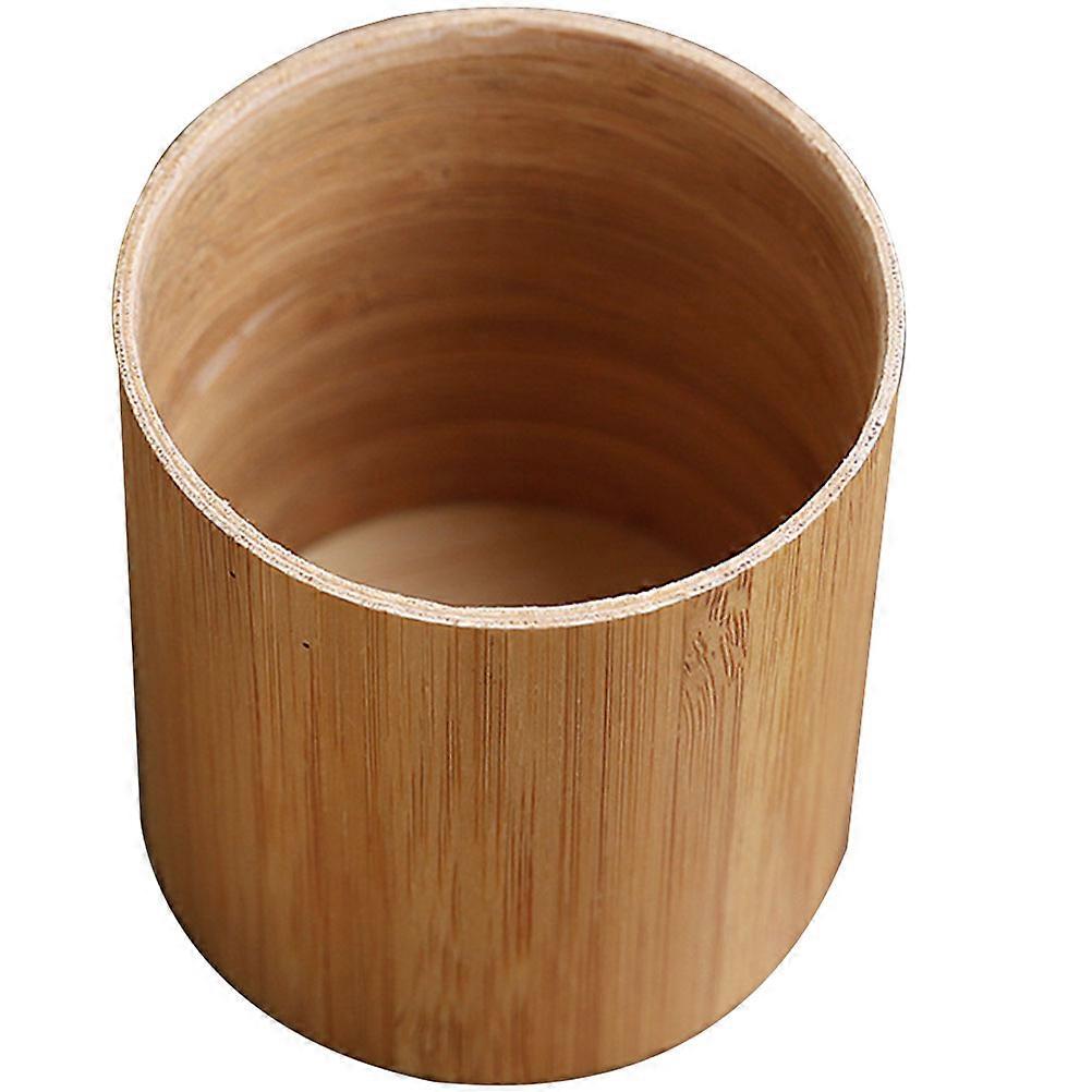 Bamboo Tea Storage Canister for Home Use with Airtight Seal Light Brown Round Storage Tank