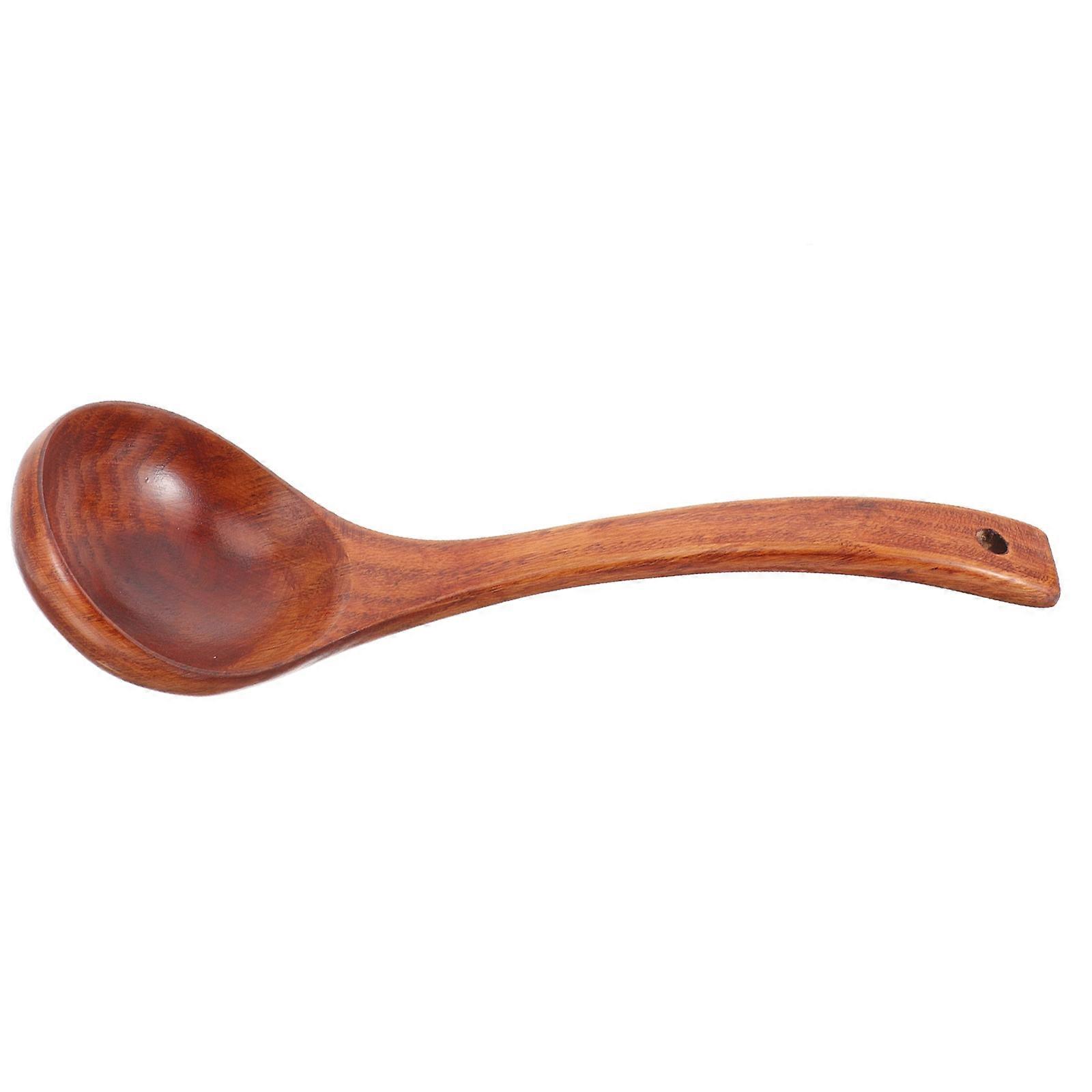 Wooden Cooking Scoop with Hook for Kitchen Use Handmade Light Brown Synthetic Material Soup Ladle 7.87 inches
