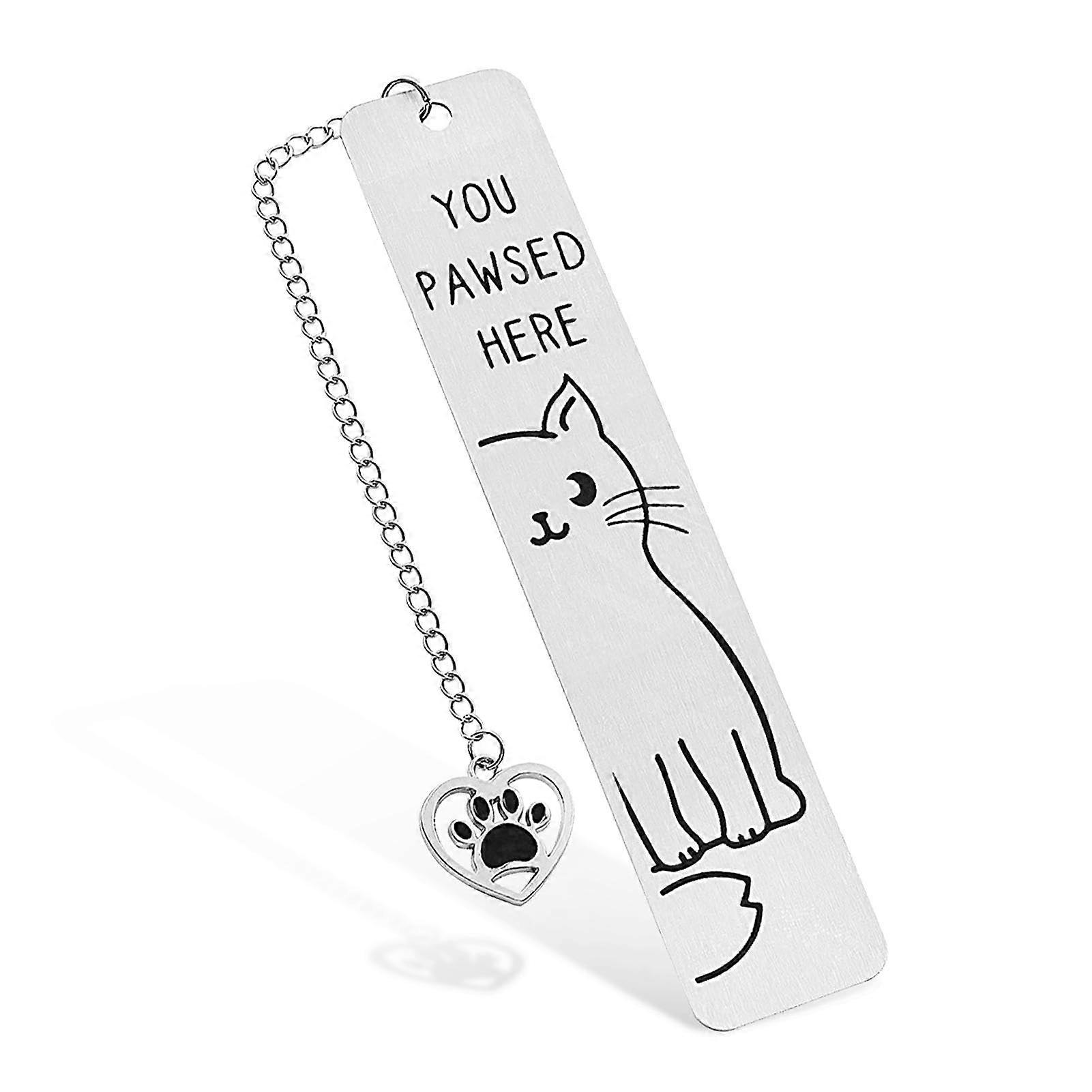 Cat Bookmark Stainless Steel With Chain, Cute Cat Design Bookmark, Gift For Book Lovers, Women, Teachers, Girls, Boys