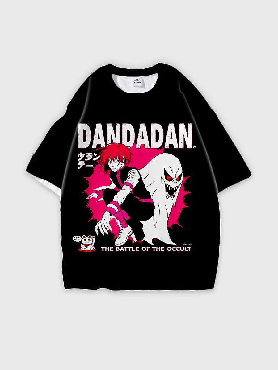 T-shirt round neck book Characters Pattern loose short sleeve E2048