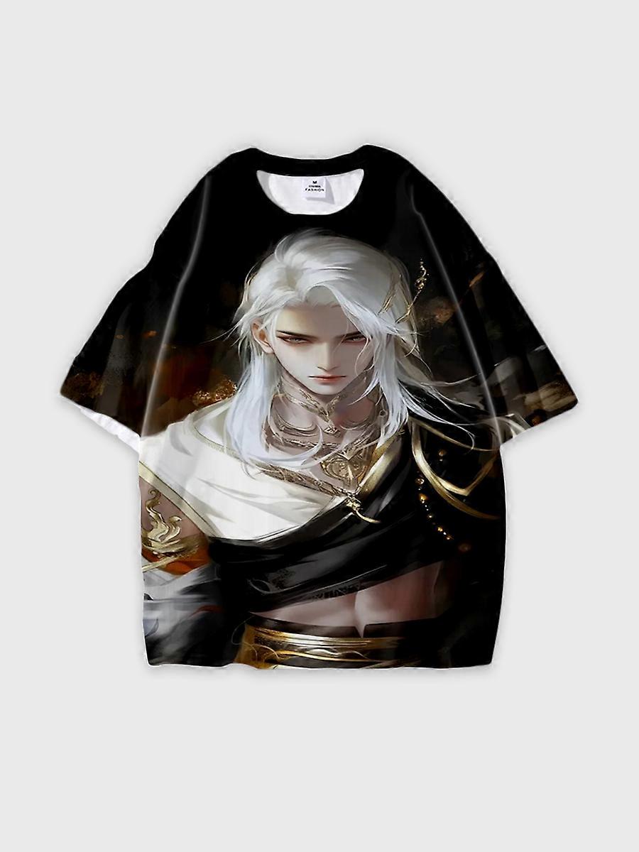 T-shirt round neck book Characters Pattern loose short sleeve P3044