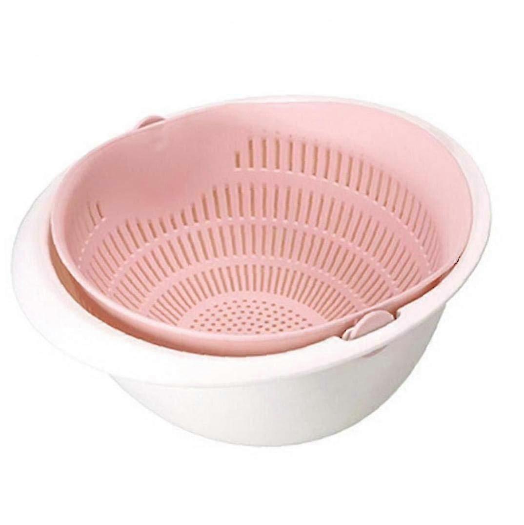 2-in-1 Multifunction Kitchen Colander And Bowl Set Double Layered Rotatable Drain Basin And Leachate Basket