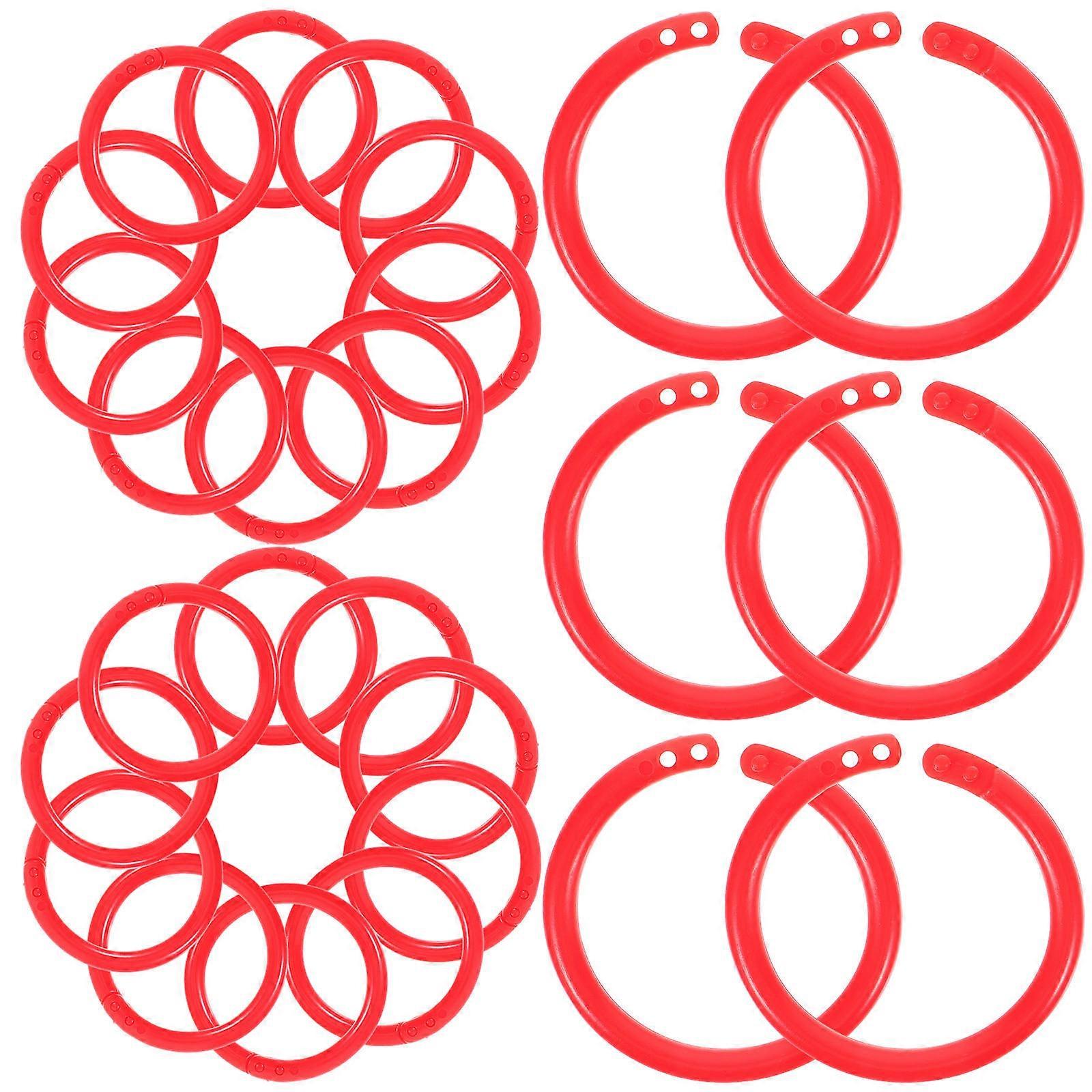 100pcs Red Plastic Binder Rings for DIY Projects Easy Open Locking Loose Leaf Book Rings