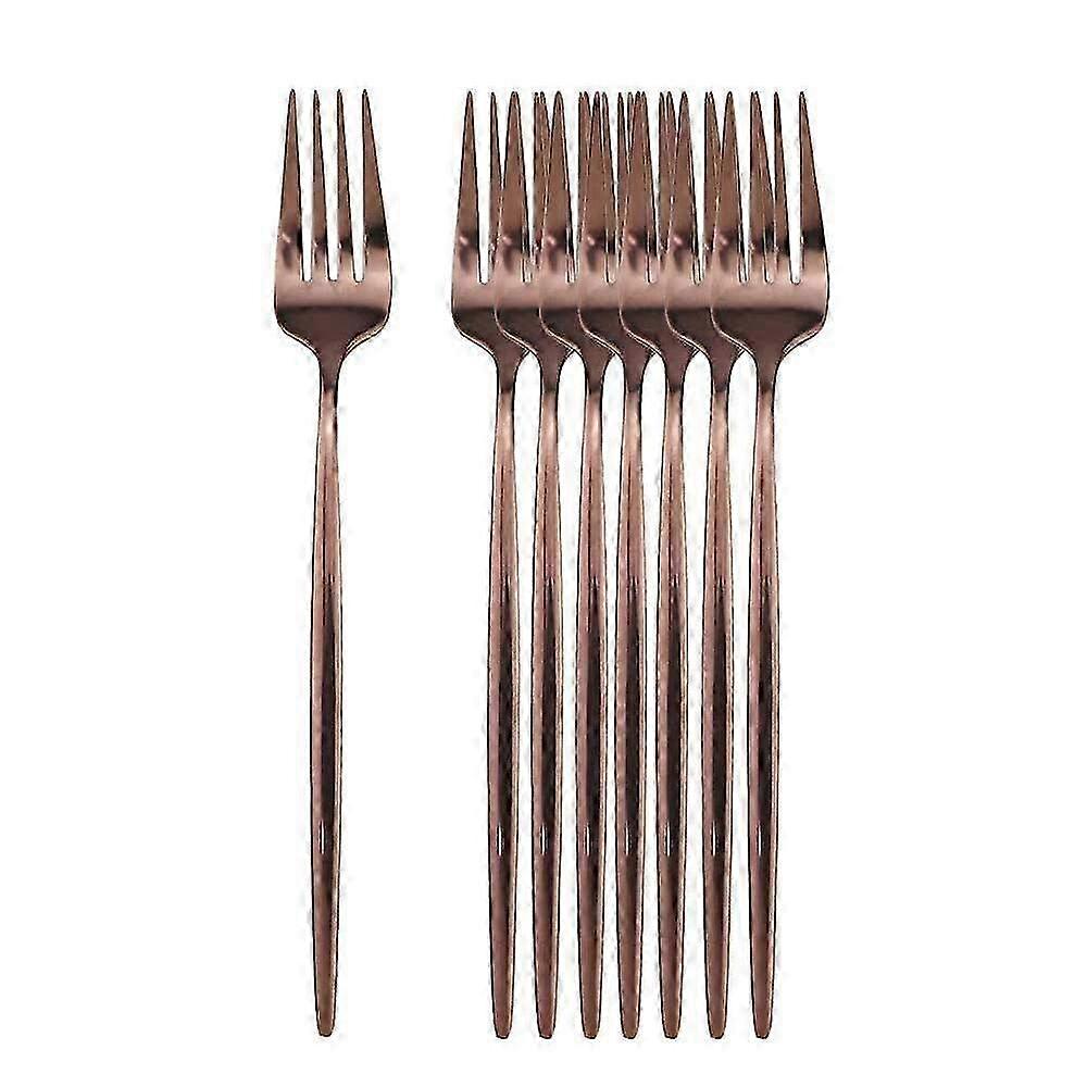 8 or 16 Pcs Black & Gold Stainless Steel Dinner Fork Set - Elegant Flatware & Tableware Cutlery for Stylish Dining
