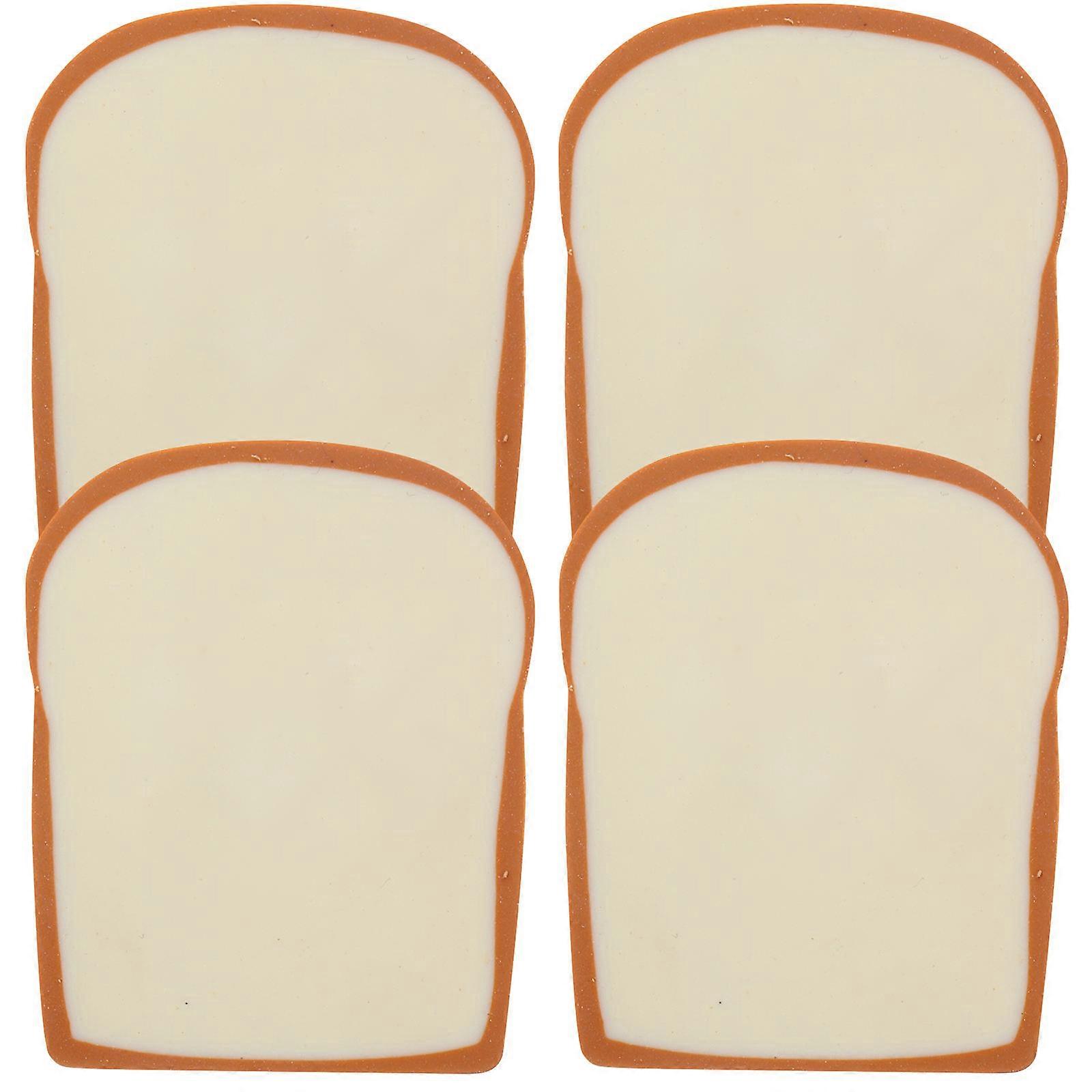 Cool Erasers Toast Shape Writing Erasers Multi Color 3.6X2.9X0.8CM TPR Material Erasing Pencil Marks 4Pcs