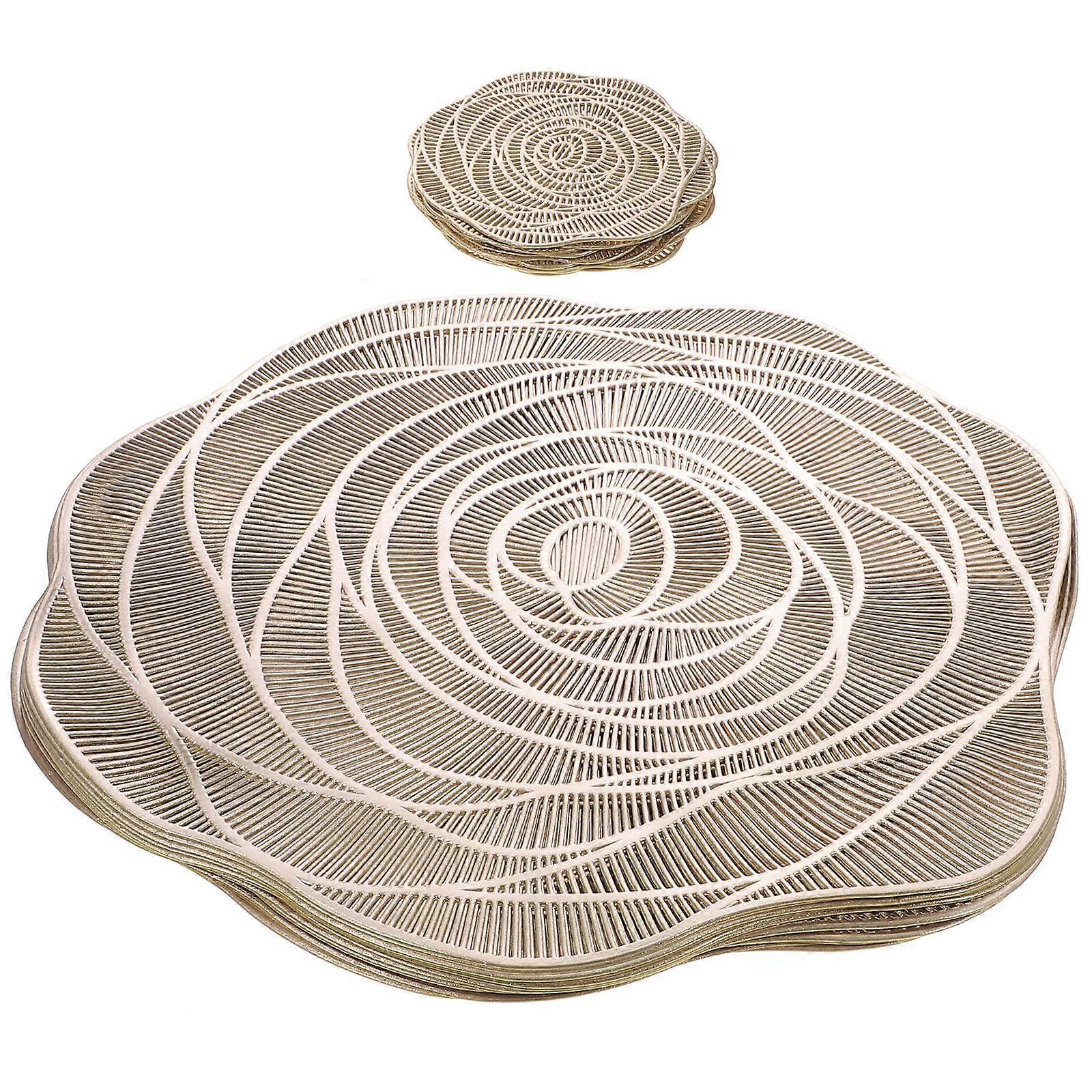 Round Placement Mats Rose Theme Coaster Set for Kitchen Decor Heat Resistant 10X10cm Daily Use 24Pcs