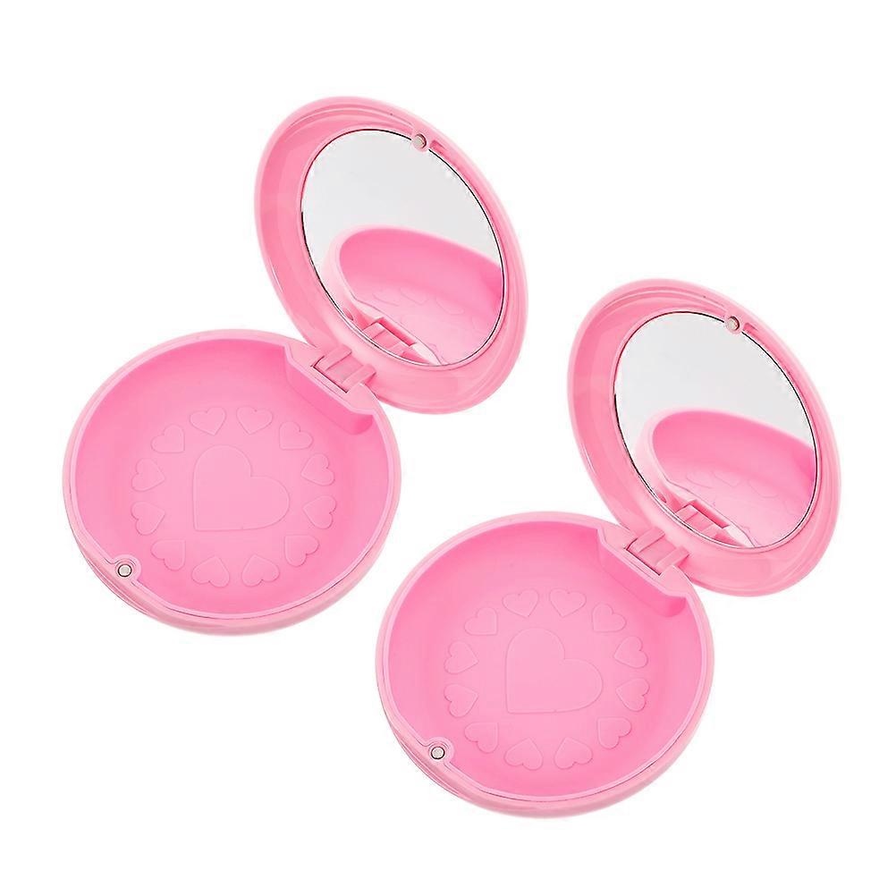False Teeth Storage Case Denture Holder With Mirror Portable Dustproof For Daily Use 2Pack