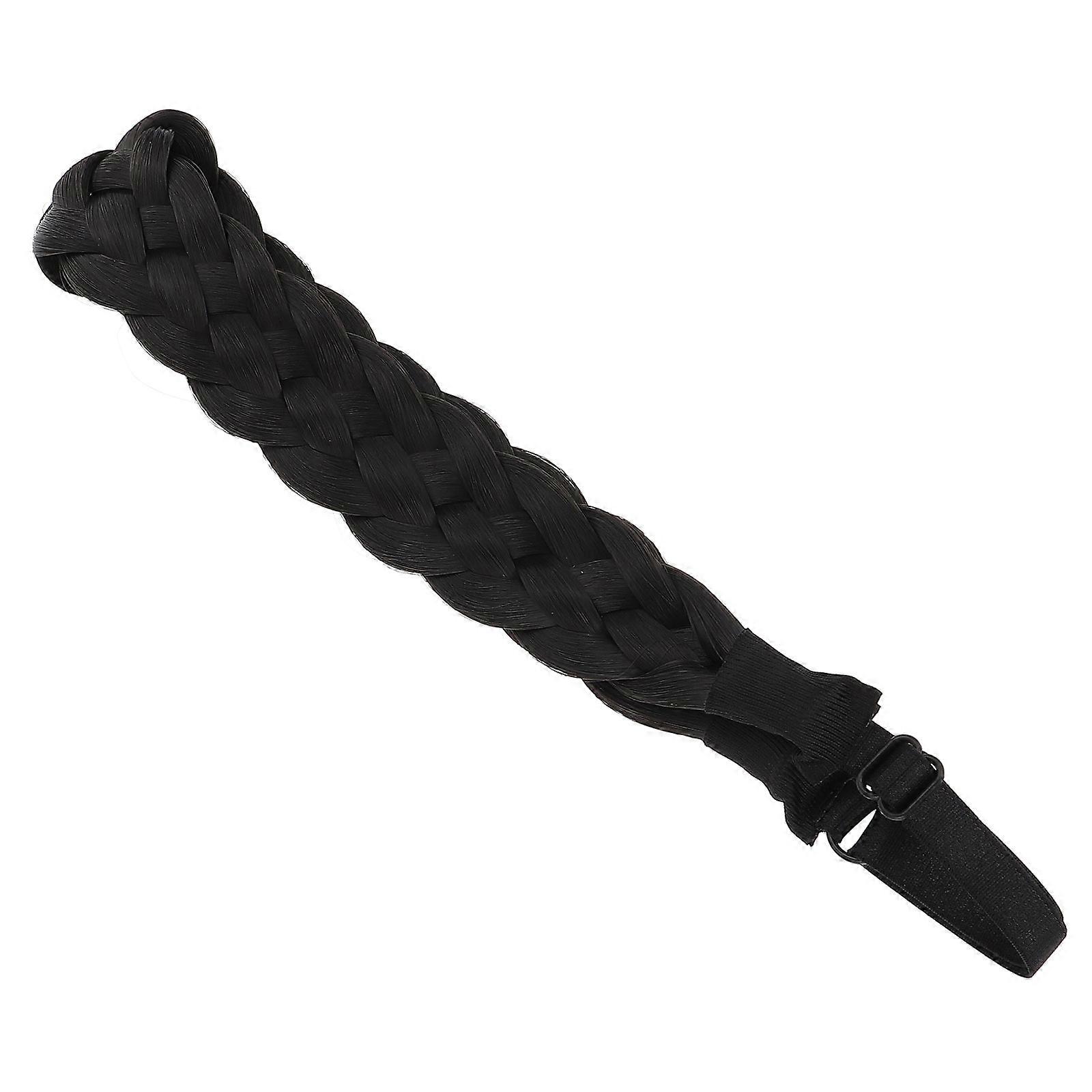 Black Synthetic Hair Band with Adjustable Strap for Everyday Wear and Events