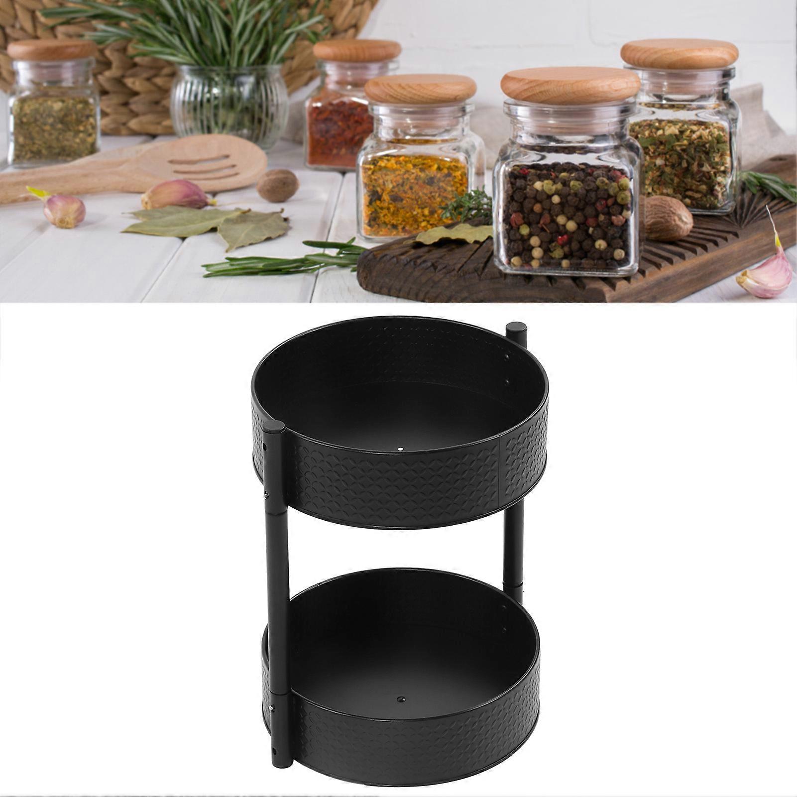 Rotating Spice Rack Countertop Double Layer Multi Functional 360 Degree Rotatable Spice Storage Shelf for Kitchen 