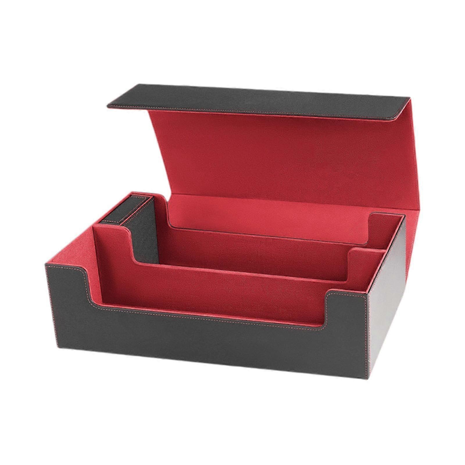 Playing Cards Deck Box, Robust Storage Box for 1650 Cards, Playing Card Box Made of , Black Red