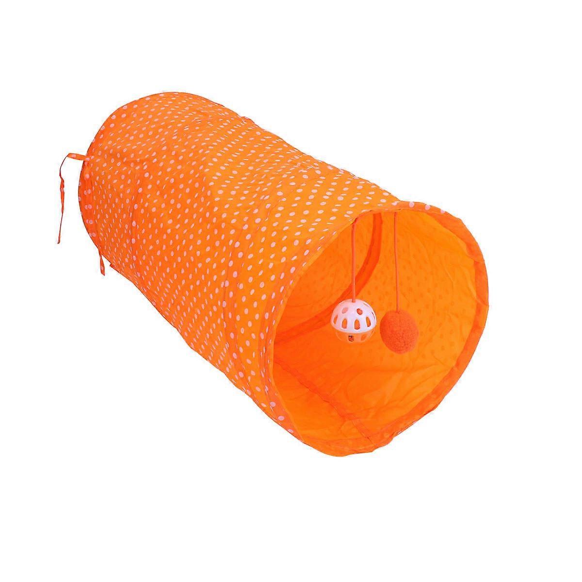 Foldable Funny Cat Tunnel Toy 2pcs Pet Plaything Supplies for Kittens Orange