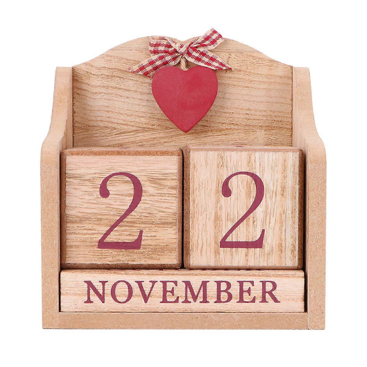 Rectangular Desk Calendar Ornament In Light Brown For Photography Props And Home Decor 14.5*8*15cm Manual Date Change 1Pack