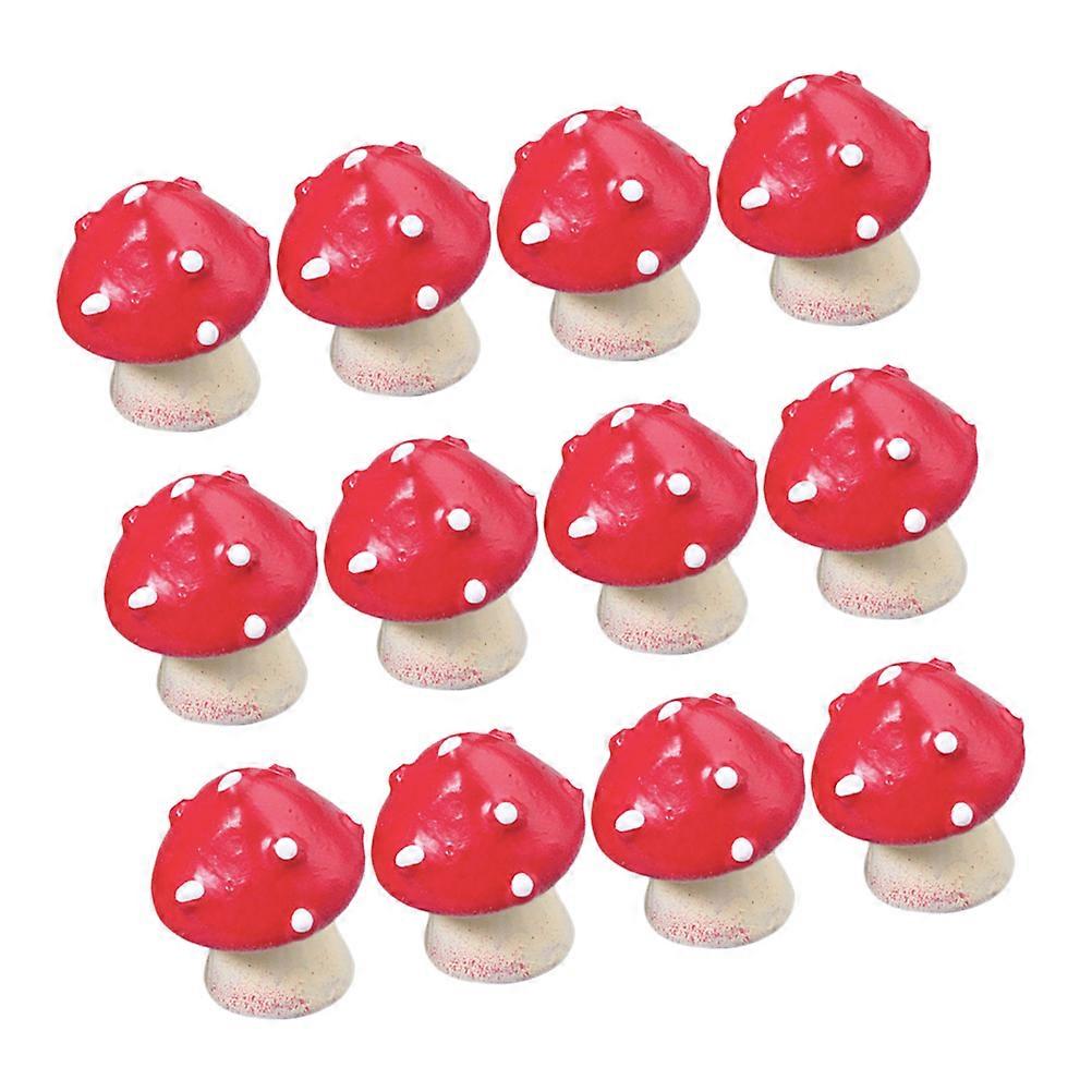 الفطر الأحمر مايكرو المناظر الطبيعية زينة 12pcs مجموعة لطيف سطح المكتب ديكور للغرفة Cottagecore نمط منضدية الحلي