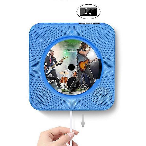 CD Player Hanging Bluetooth Household Pull Wire Switch Design English Portable CD Player for Home School Blue