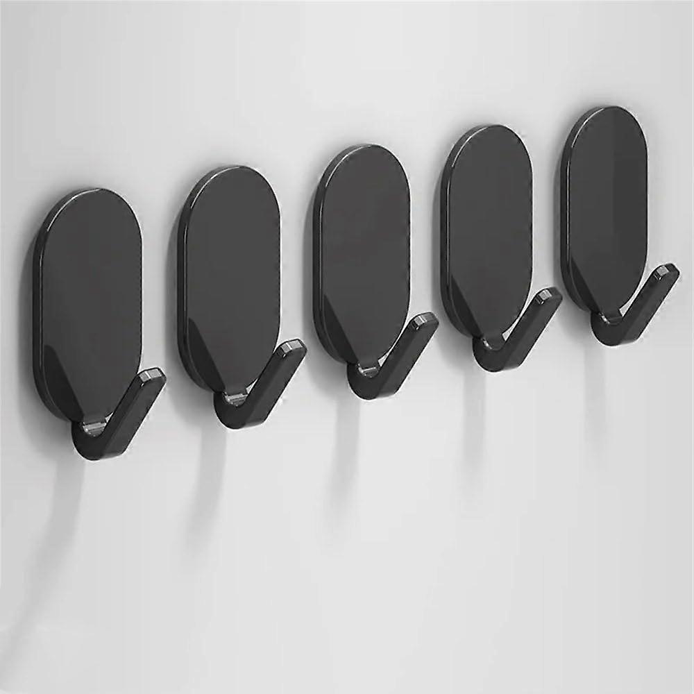 5 Pieces SelfAdhesive Hooks, Adhesive Hooks for Keys, Kitchen and Bathroom Hooks, Storage Hooks, 5 Pieces Black