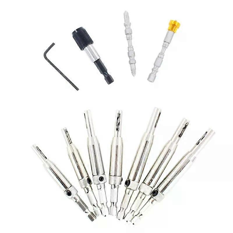 10Pcs Self Centering Drill Hinge with Hex Key Set Hole Puncher Guide Door Cabinet Woodworking Tools
