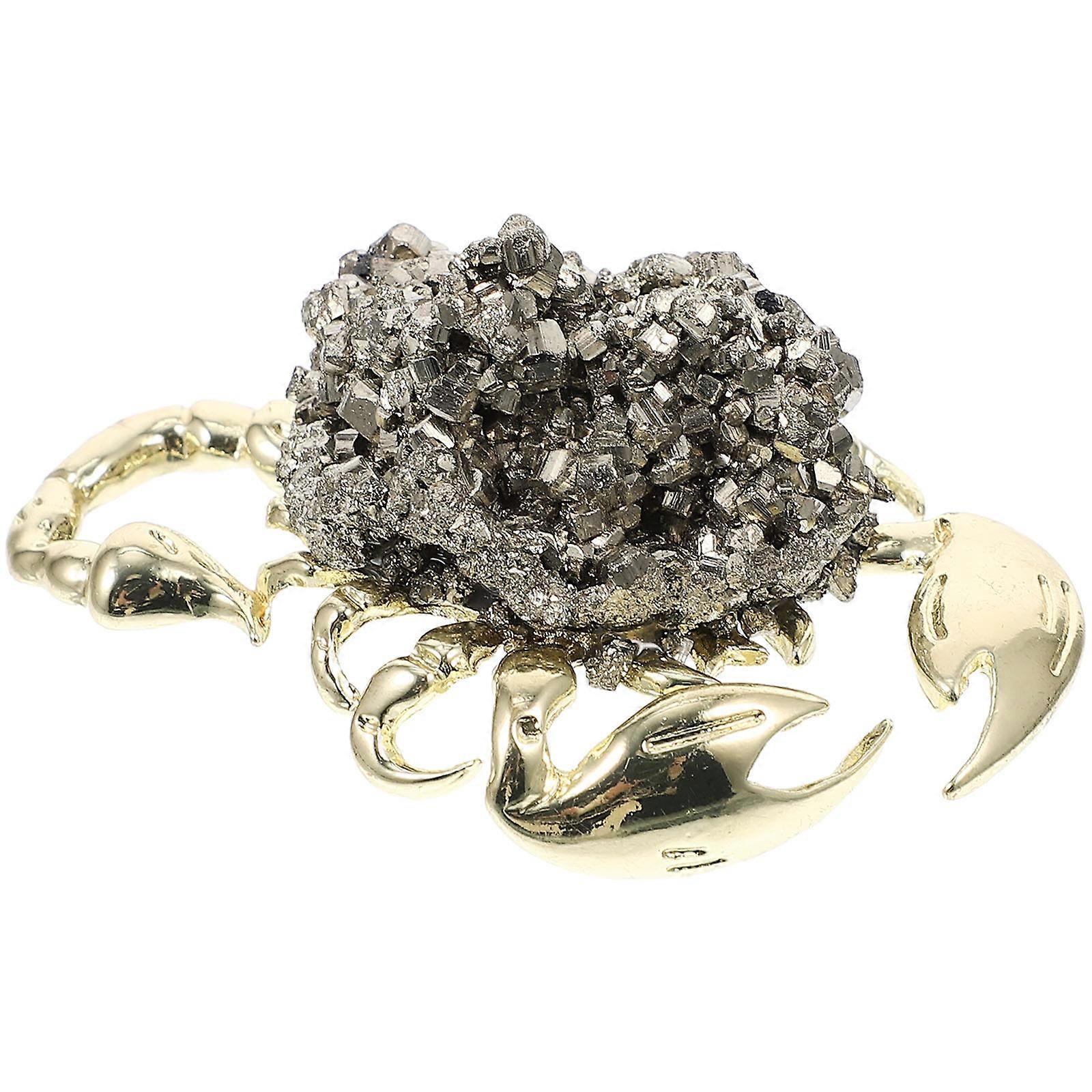 Crystal Scorpion Cluster Ornament For Home Decoration 6.5x4.5cm Golden 1Pack