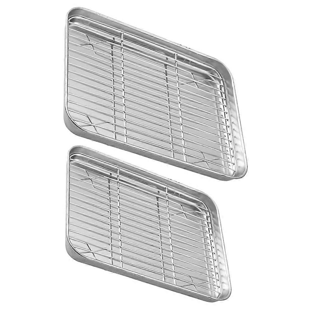 Baking Pan Set With Cooling Rack Mirror Finish For Baking Oven And Refrigerator Kitchen Use 26.50X20.50X2.50CM Reliable 2 Sets