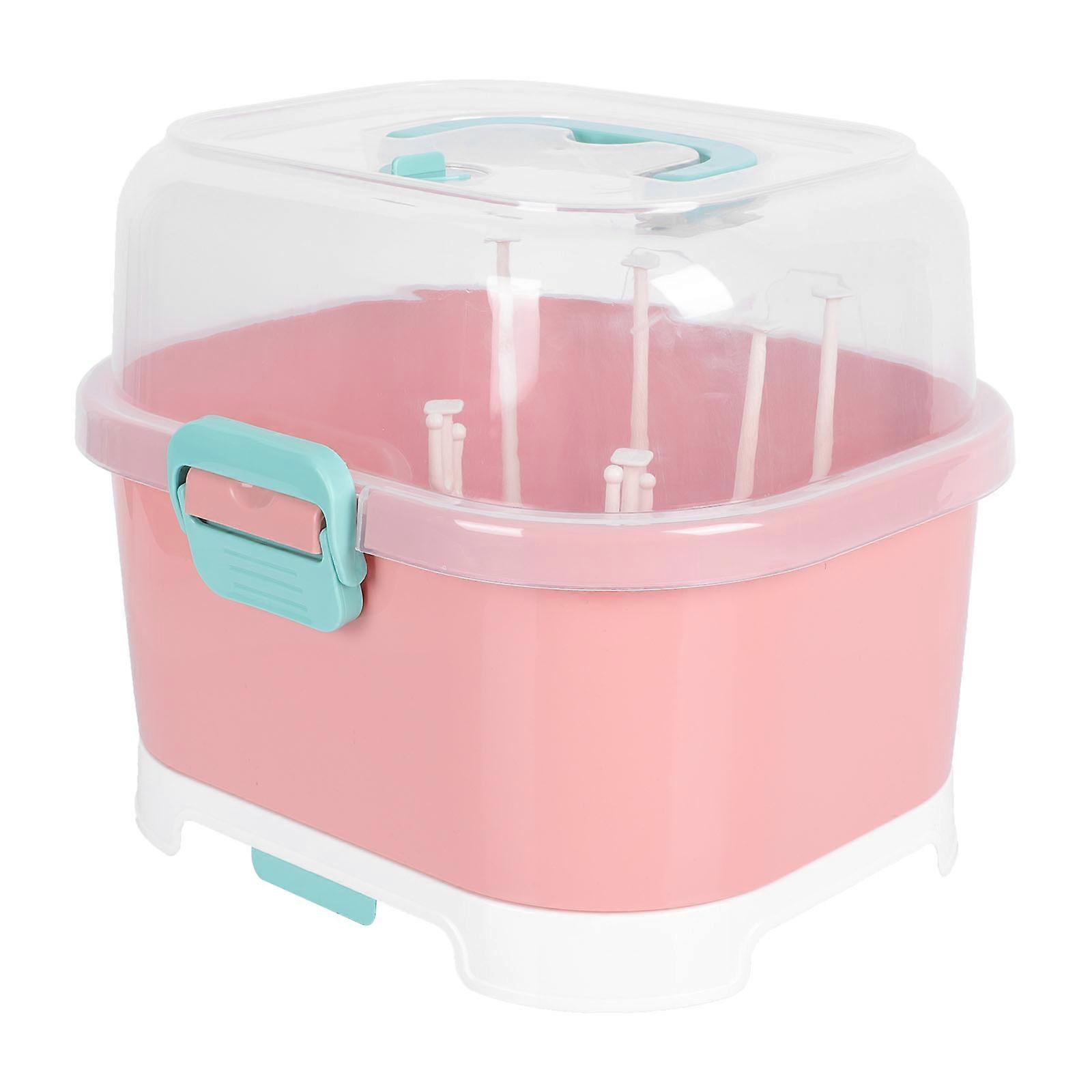 Pink Baby Bottle Drying Rack with High Capacity for Storage Made of PP