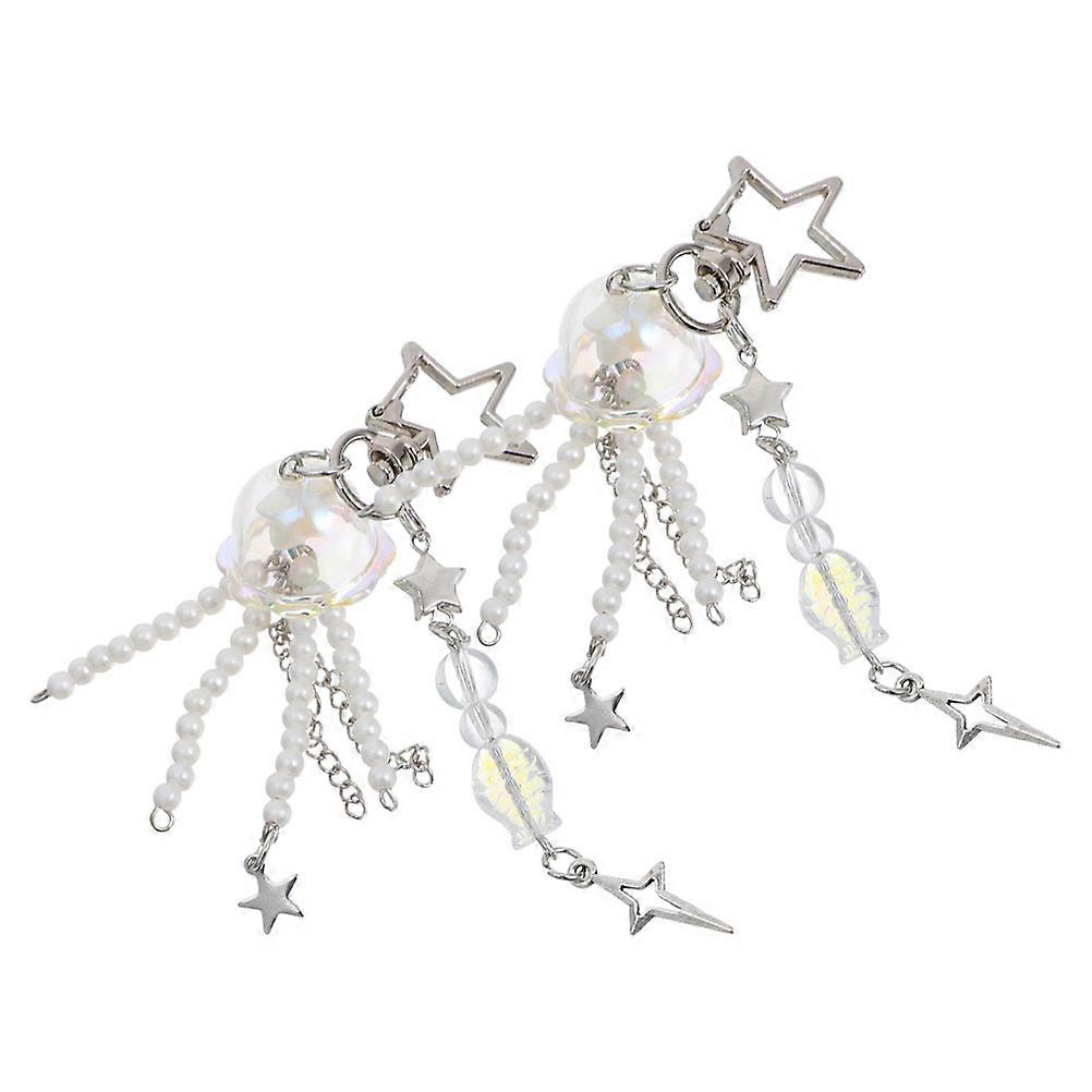 Aesthetic Keychain 2Pcs Star Shape Backpack Pendant Great For Everyday Use By Girls And Ladies With Multi Colored Design