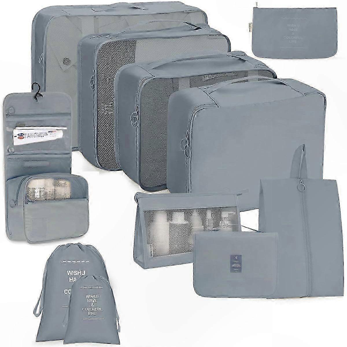 Travel Organizer Set - 11pc Waterproof Packing Cubes for Storage & Trips