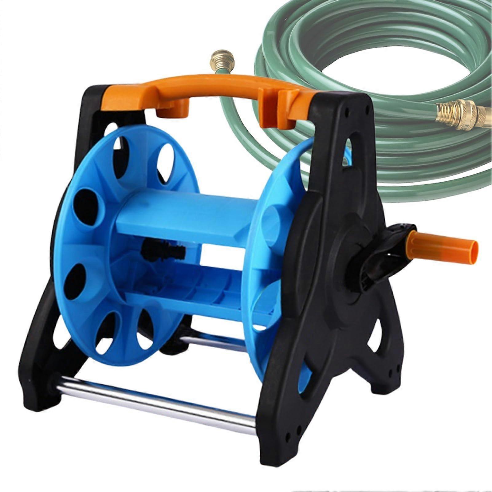 Hose reel cart – sturdy rolling cart, galvanized pipe irrigation organizer, garden hose management station
