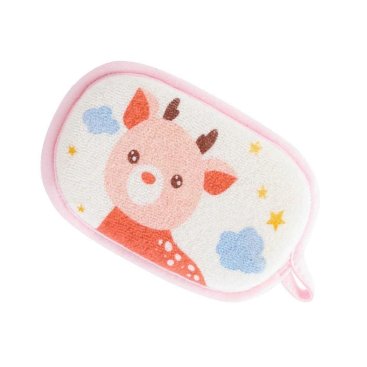 Bath Sponge Cartoon Design Soft Durable Newborn Bath Scrubber 13.5x8 cm Skin Friendly Non Odor Material Drop Strap Unisex