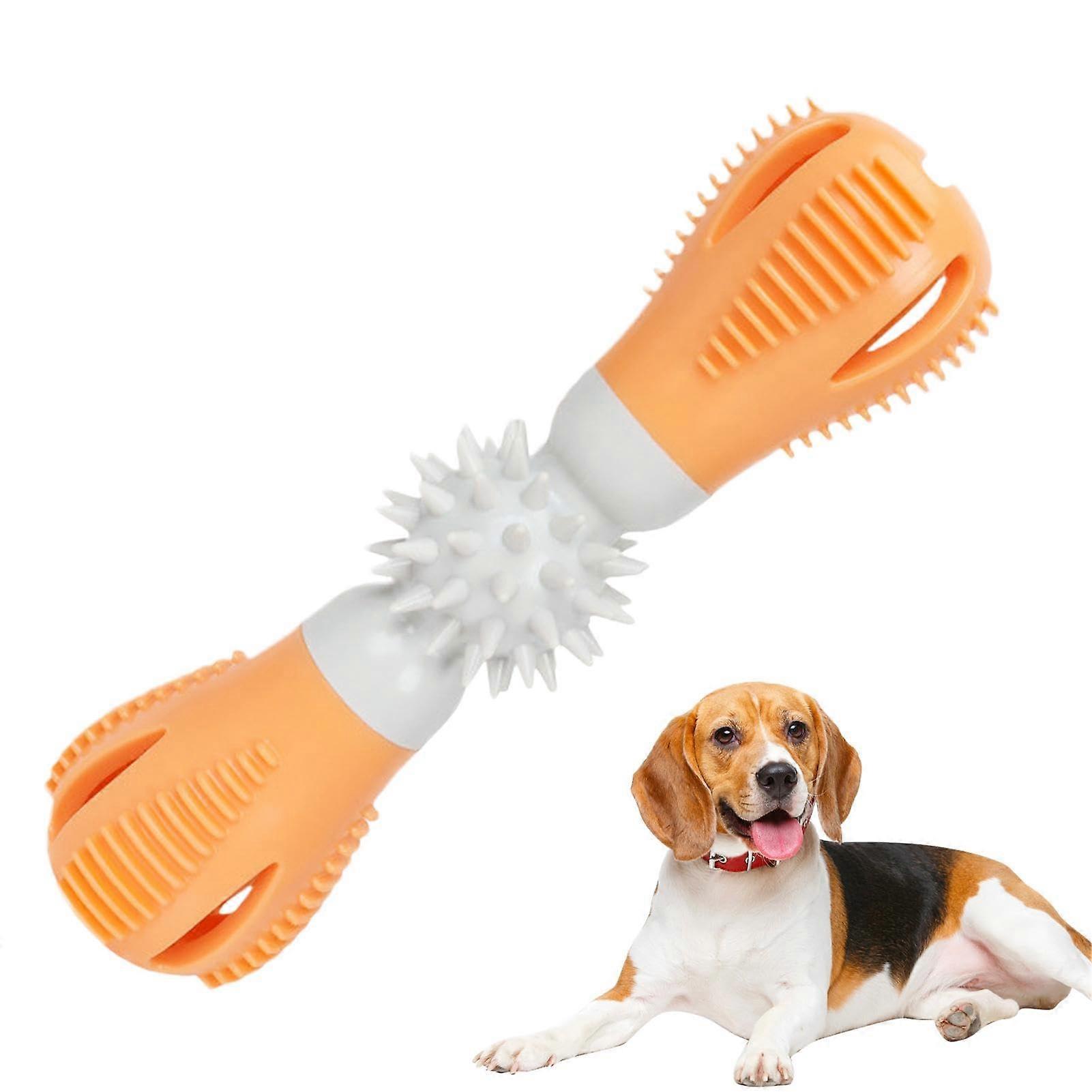 Sleek Design Dog Toothbrush Toy 19.2x5.2cm, Interactive Puppy Teething Chew Toy, Rubber Teeth Cleaner in Orange and Blue