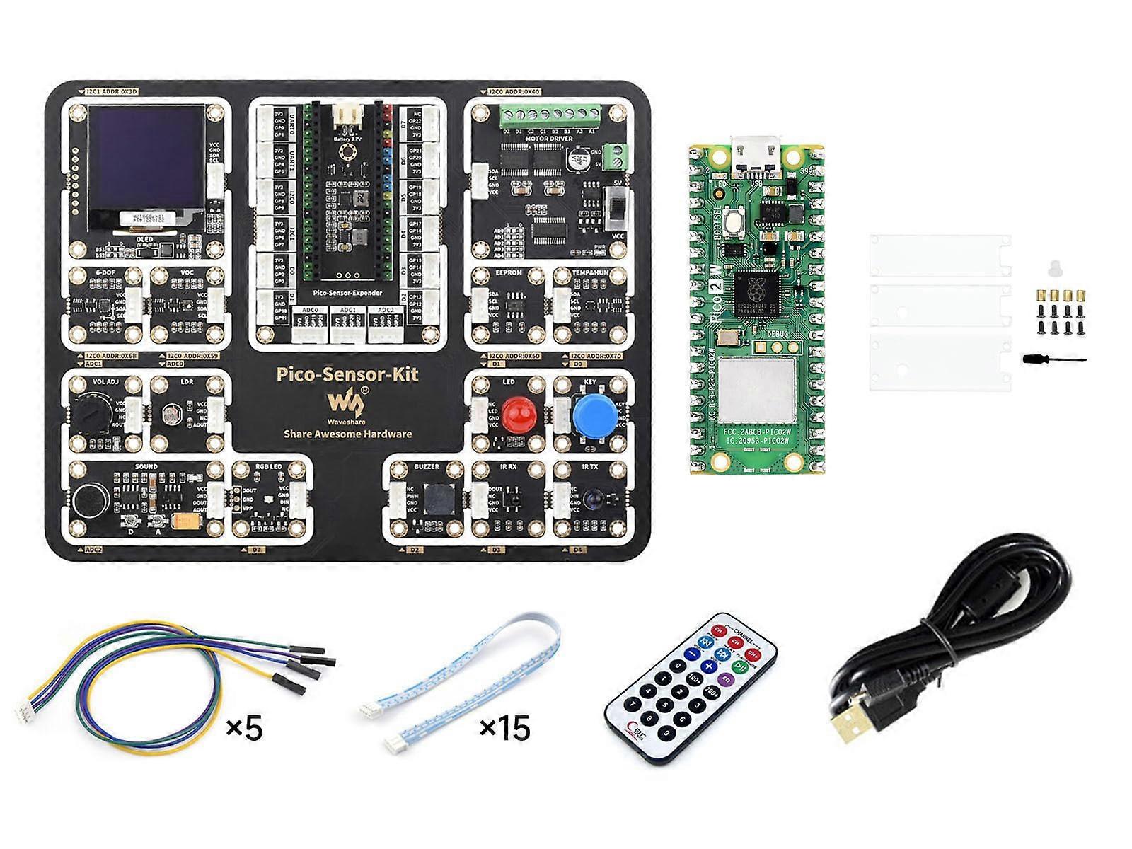 Pi-Pico-2-W-Sensor-Kit RPi Pico 2 W Microcontroller Board Dual-Core RP2350 Chip WIFI Bluetooth Compatibility
