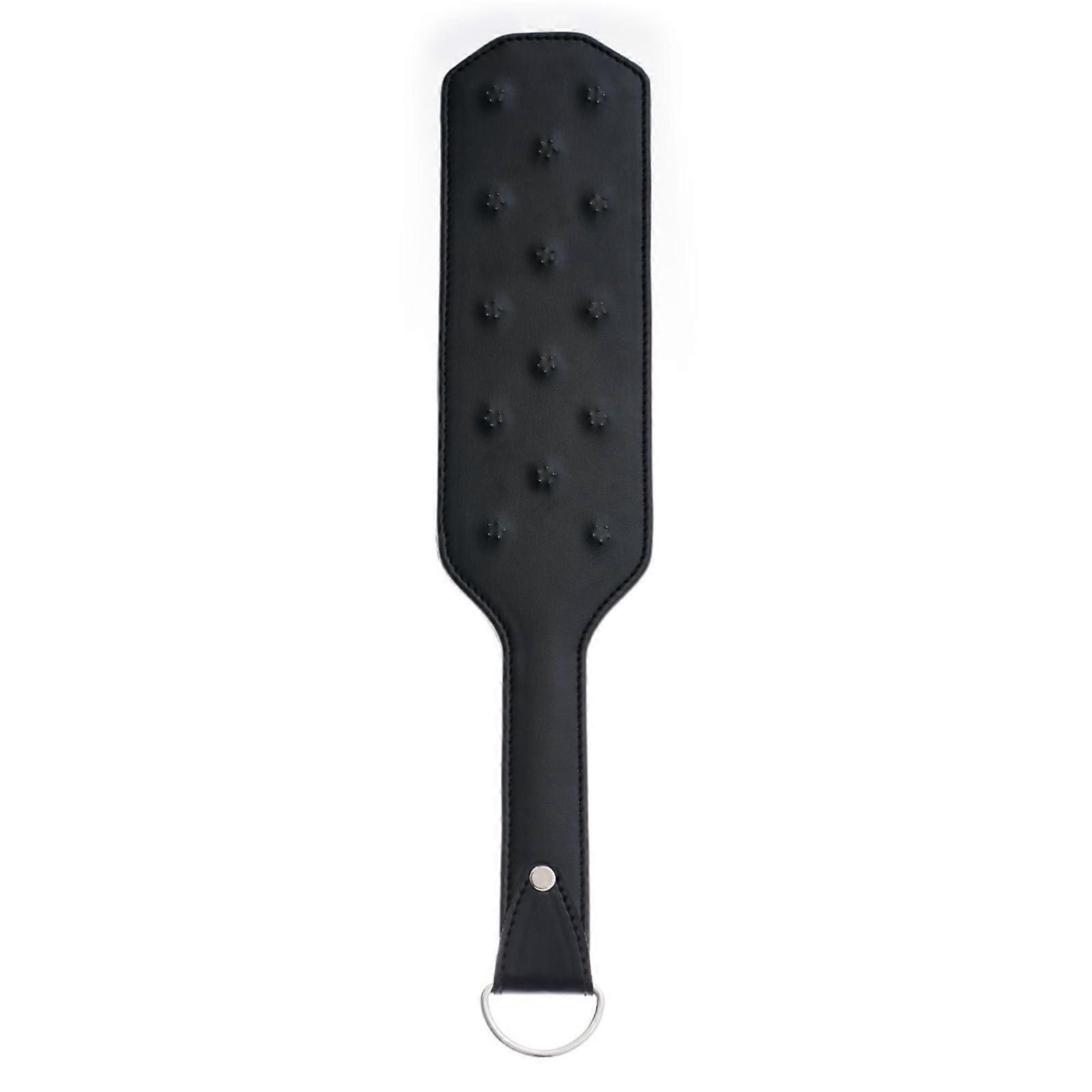 Spank Paddle Leather Pad Nail Plum Blossom Pattern, Metal Diamond Pattern, Black, Small Size for Nightclub Party