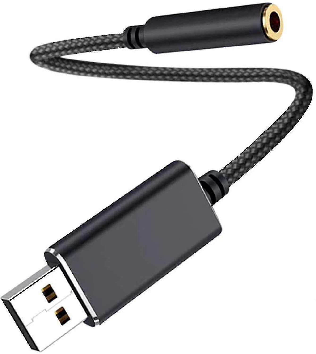 Usb Audio Adapter,usb To 3.5mm Audio Jack Adapter, Usb External Sound Card Audio Adapter With 3.5mm Headphone And Microphone Jack(black/20cm)