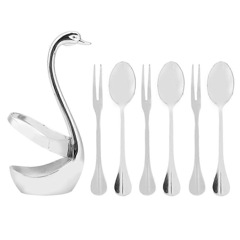 1 Set Silver Swan Fruit Dessert Fork, Luxury Fruit Dessert Fork Set, Flatware, Wedding Gift