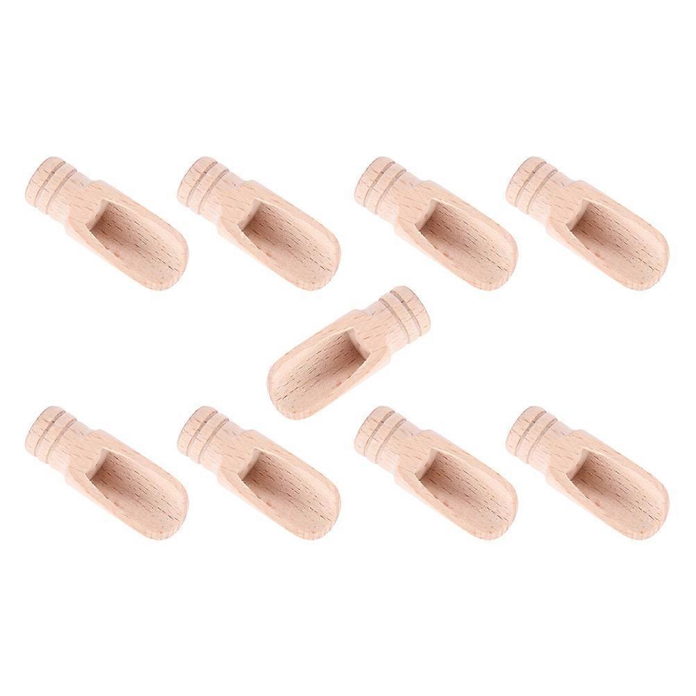 Mini Condiment Spoons Scooping Salt for Hotel Kitchen Beige Wood 9Pcs