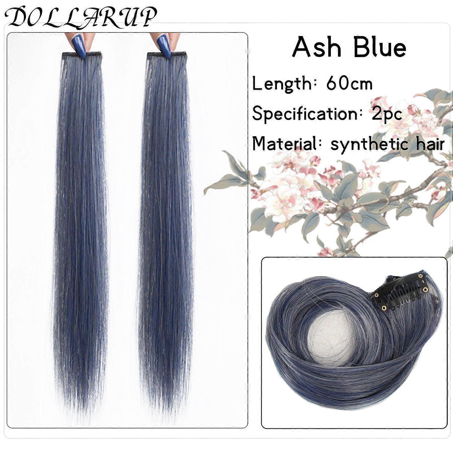 24" Syntetisk lång rak regnbåge Highlight Färgat hårförlängningsklämma i ett stycke Ombre Rosa Lila 