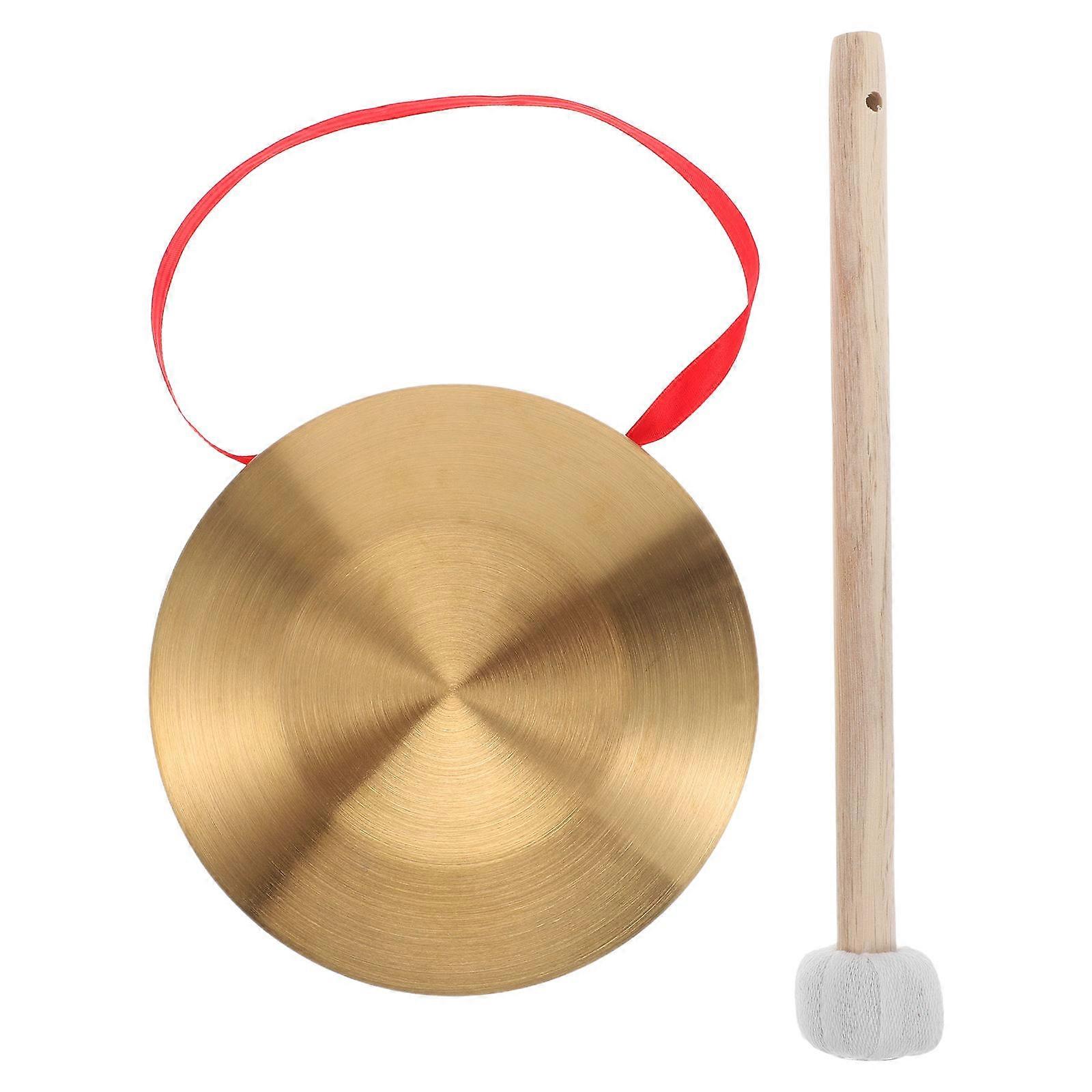 Alloy Mini Handheld Gong with Wooden Mallet – Portable Traditional Chinese Percussion Instrument for Crisp Sound, Ideal for School Music Classes,