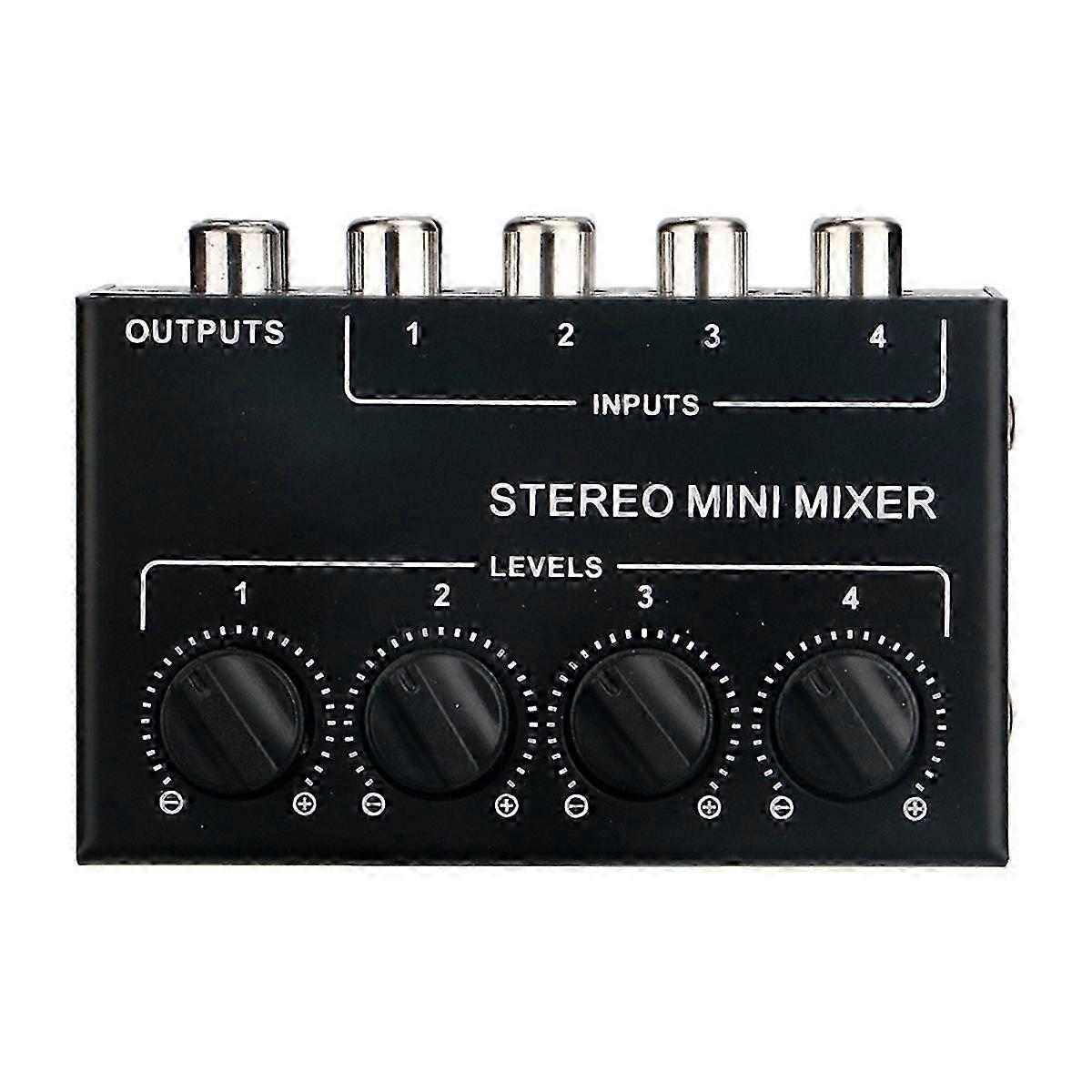 Mini 4 Channel Passive Mixer, Compact CD Player Stereo Hub for Musical Instruments