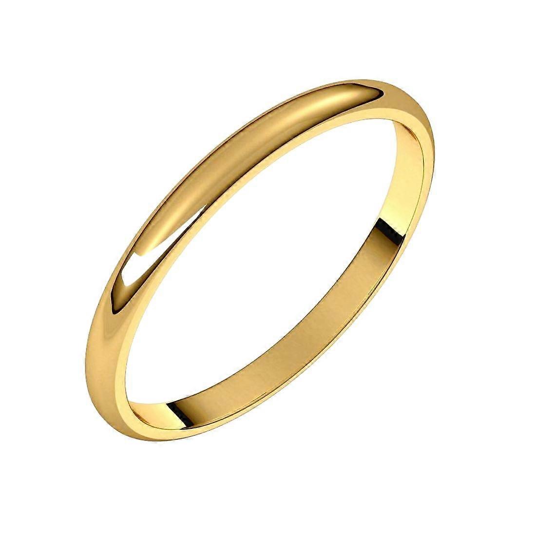 14k Yellow Gold 2mm Light Half Round Band Ring12-Band Style-Ring for Women and Men