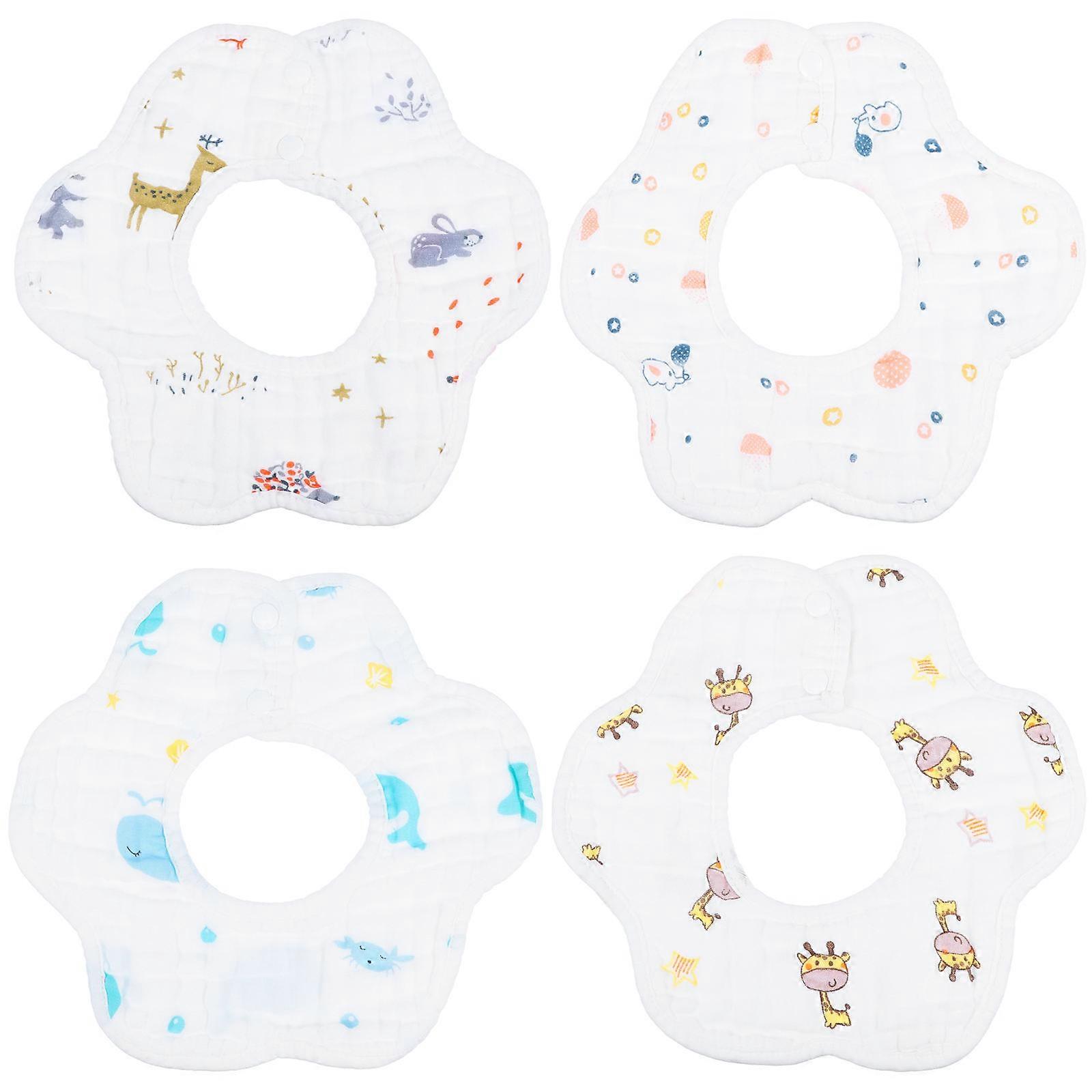 Here's a polished product title and description that you can use for an e commerce listing:
**Product Title:**
4 Pack Cotton Bibs – Mixed Design